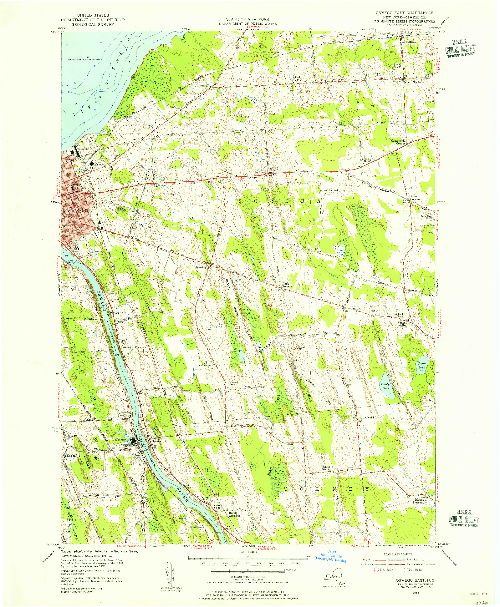 USGS 1:24000-SCALE QUADRANGLE FOR OSWEGO EAST, NY 1954