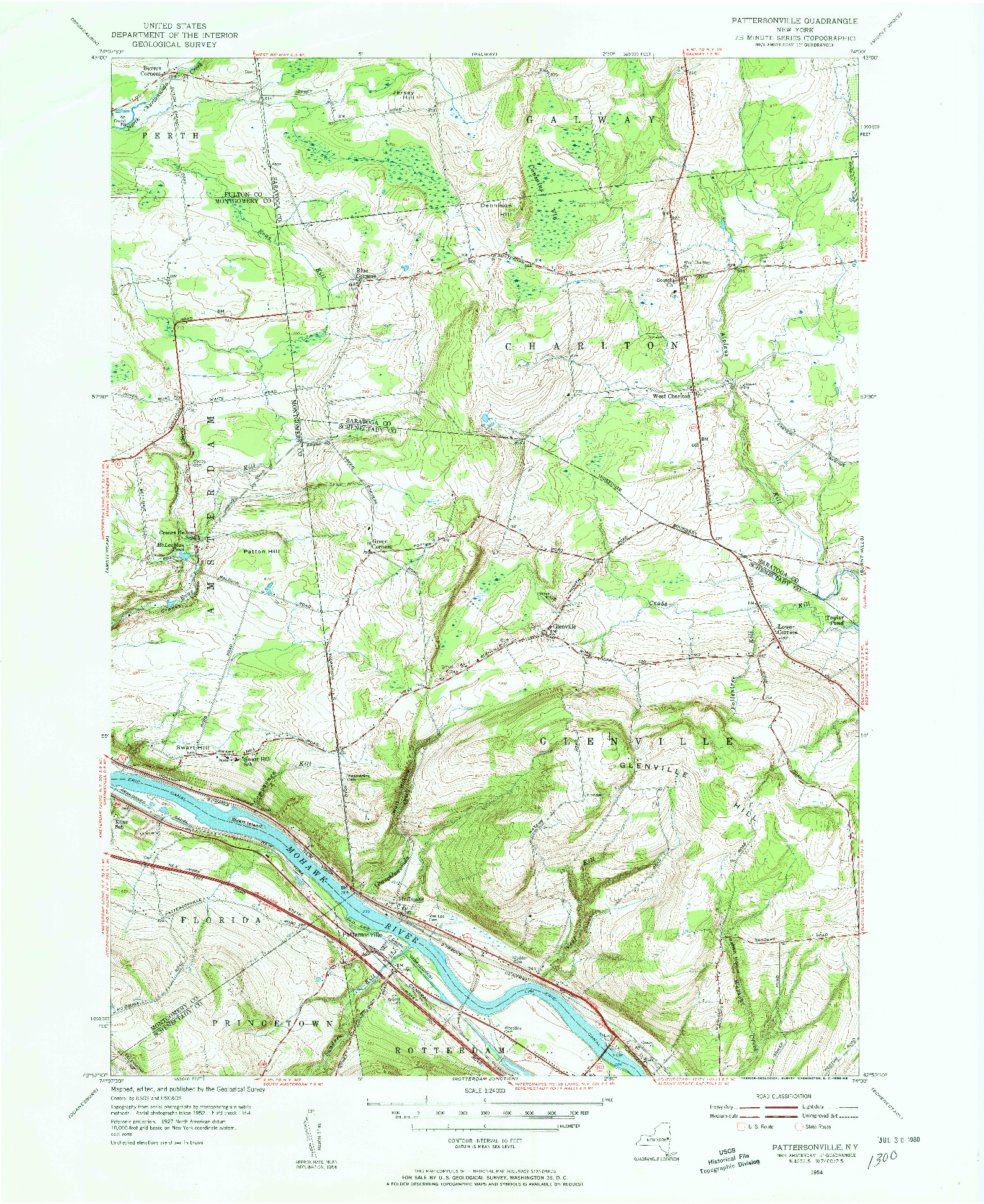 USGS 1:24000-SCALE QUADRANGLE FOR PATTERSONVILLE, NY 1954