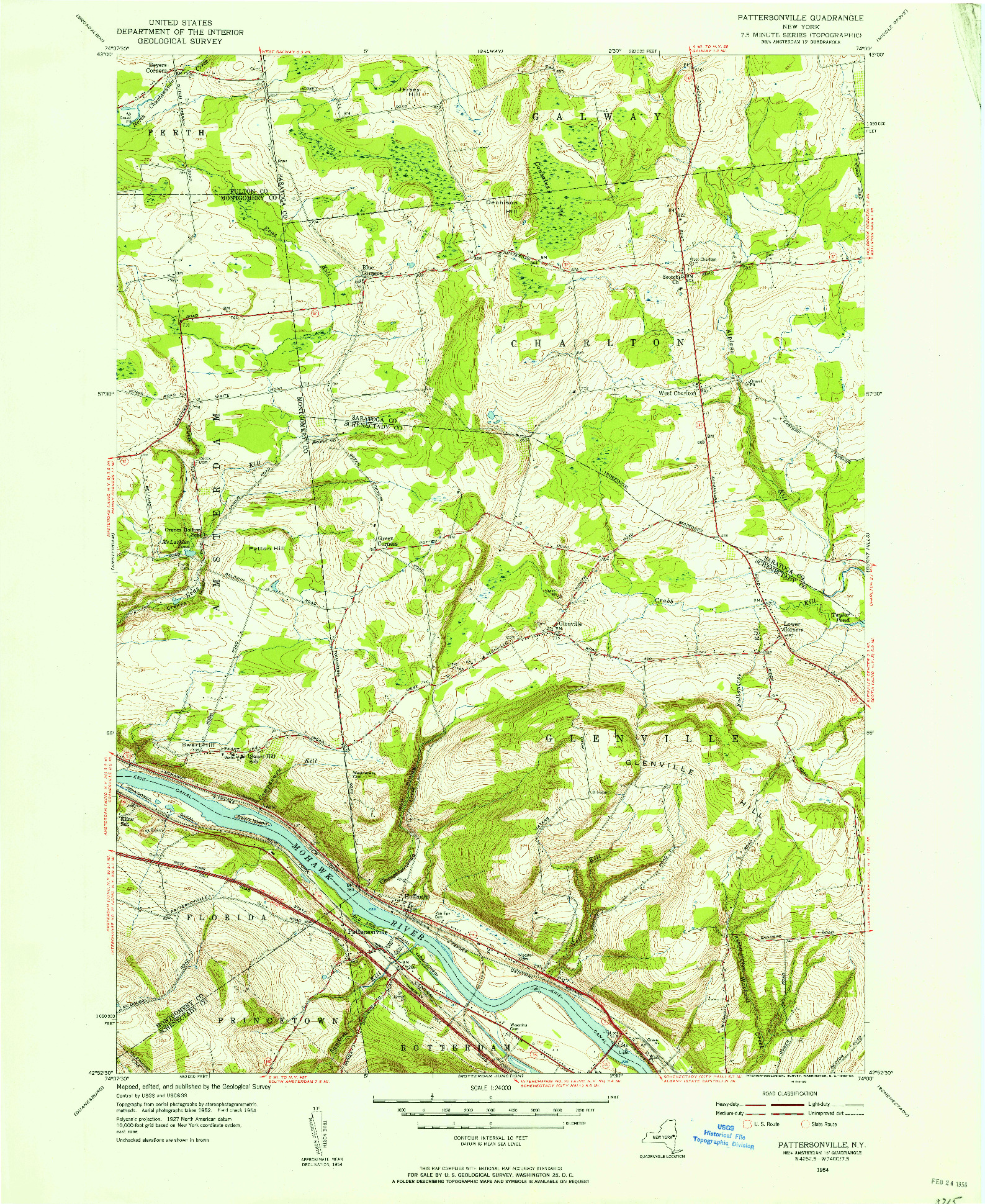 USGS 1:24000-SCALE QUADRANGLE FOR PATTERSONVILLE, NY 1954