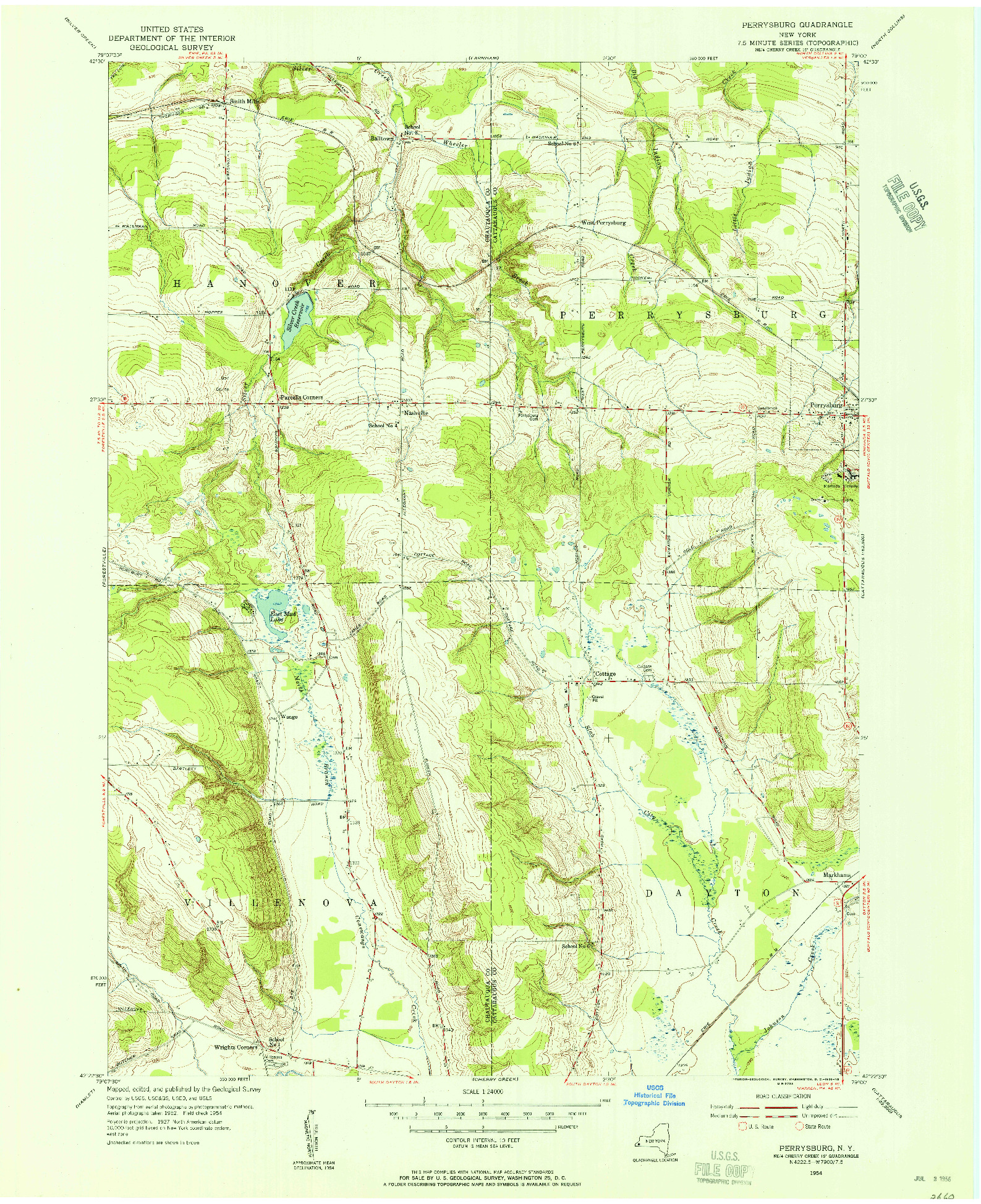 USGS 1:24000-SCALE QUADRANGLE FOR PERRYSBURG, NY 1954