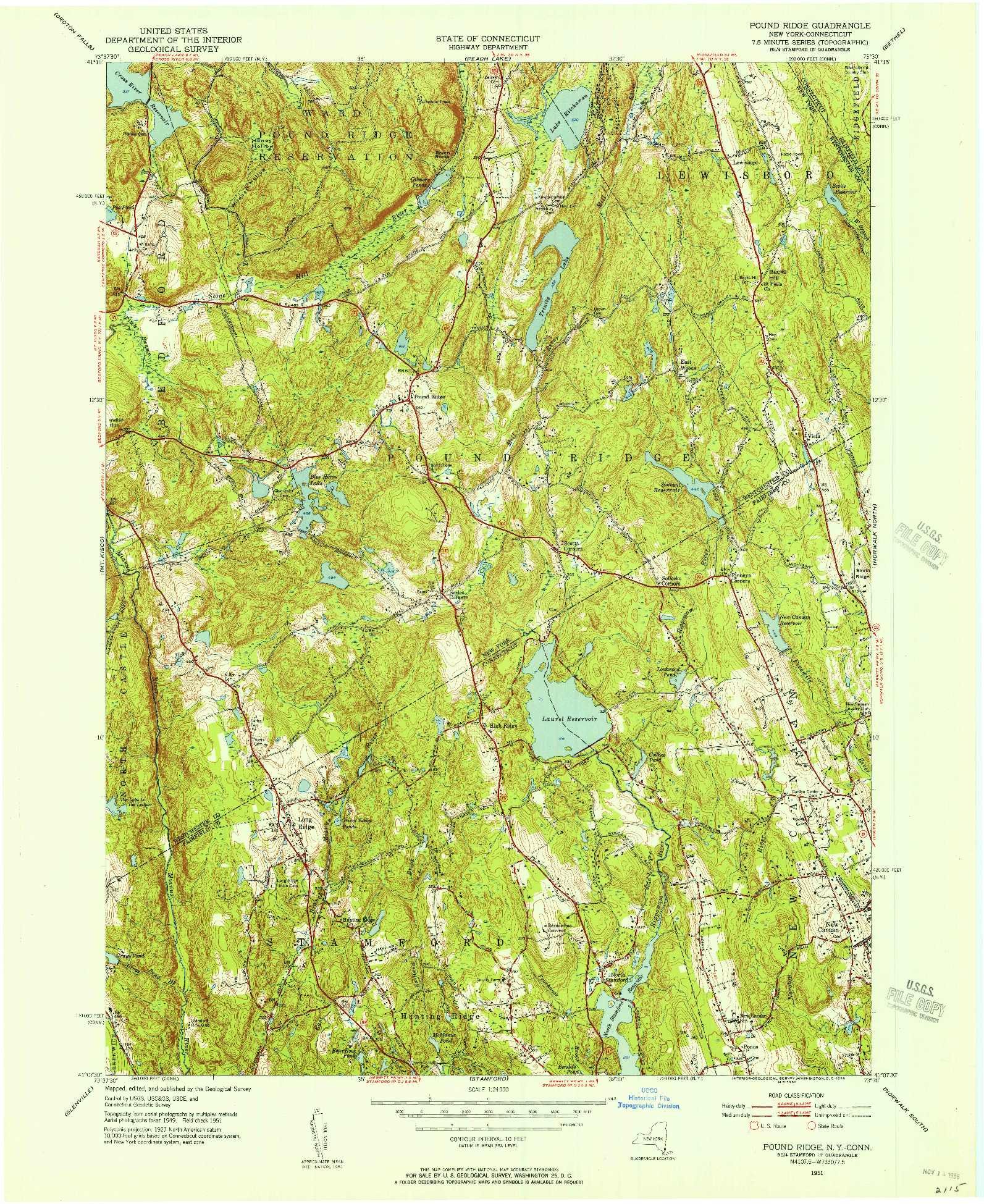 USGS 1:24000-SCALE QUADRANGLE FOR POUND RIDGE, NY 1951