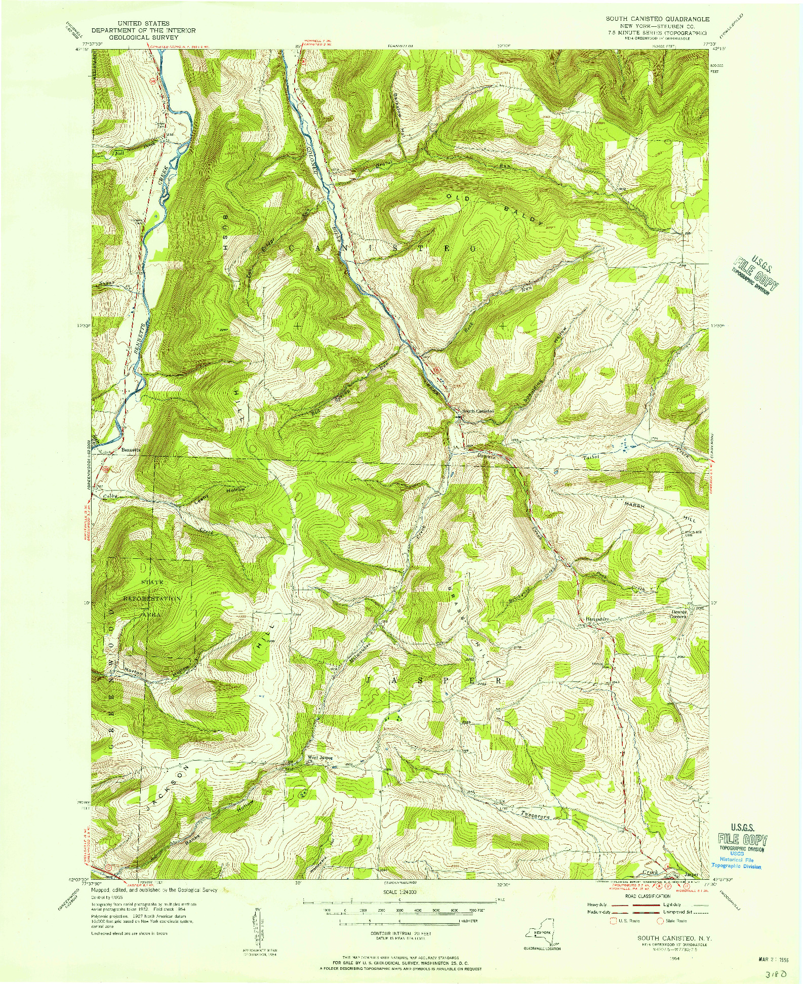 USGS 1:24000-SCALE QUADRANGLE FOR SOUTH CANISTEO, NY 1954