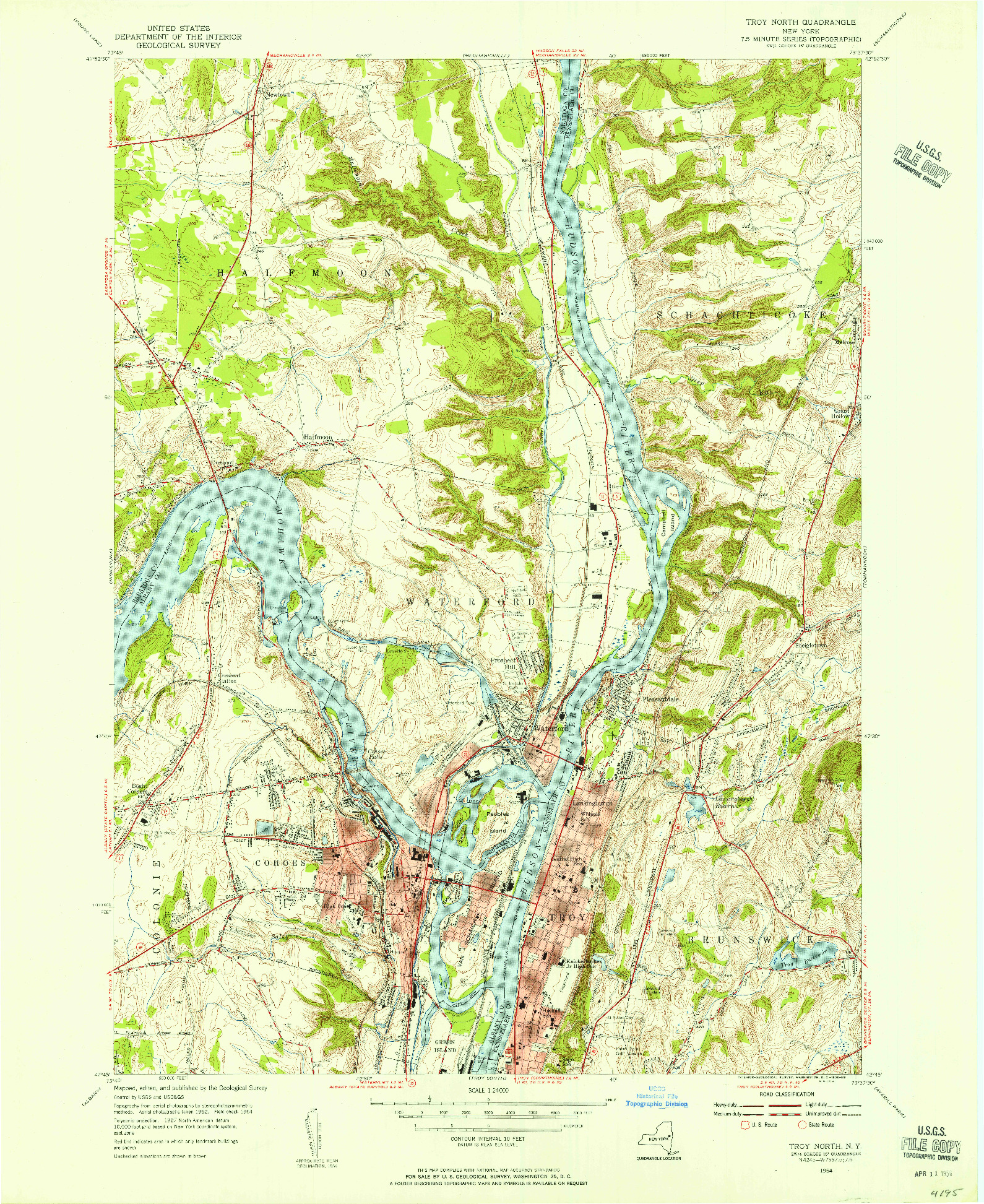 USGS 1:24000-SCALE QUADRANGLE FOR TROY NORTH, NY 1954