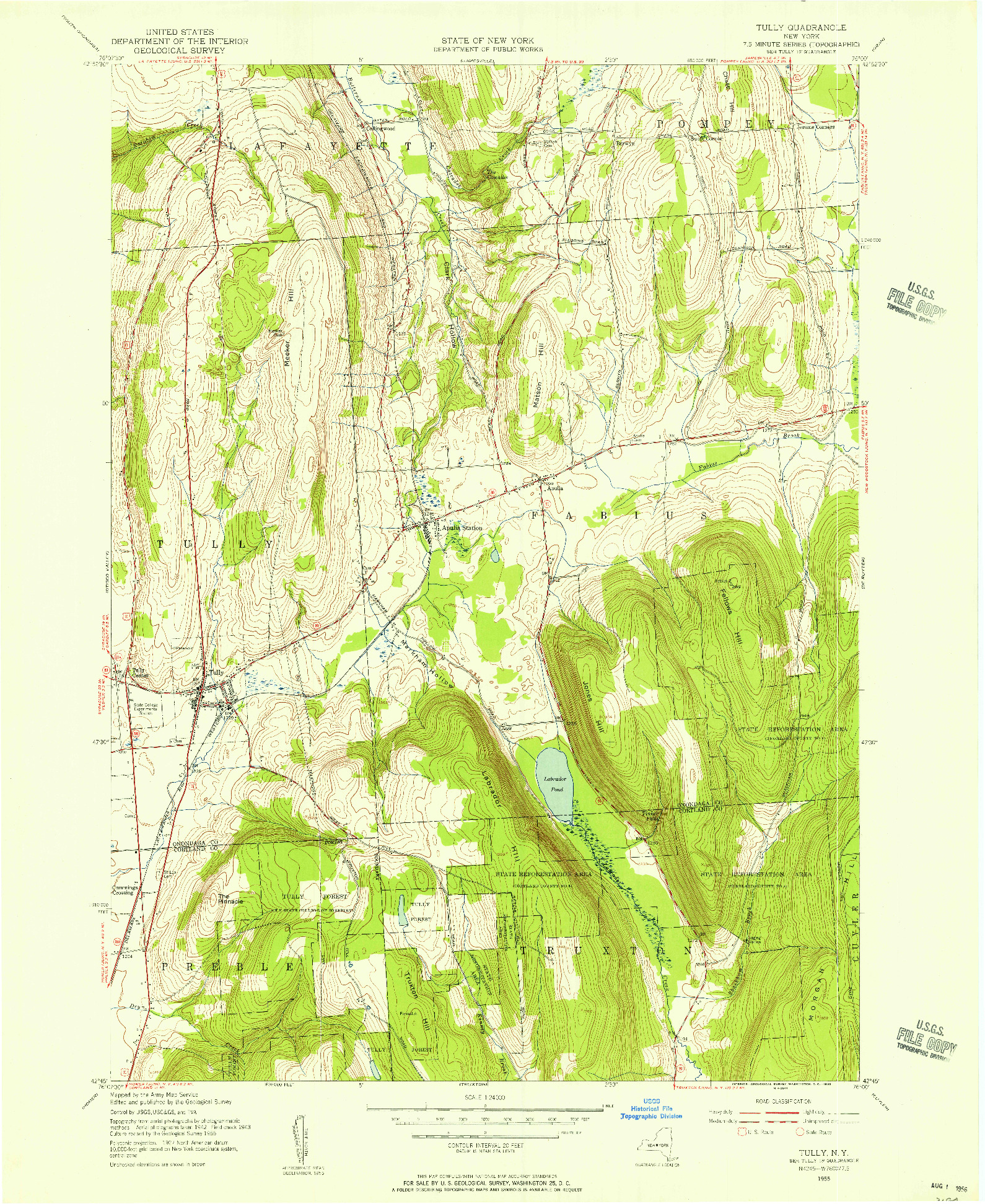 USGS 1:24000-SCALE QUADRANGLE FOR TULLY, NY 1955