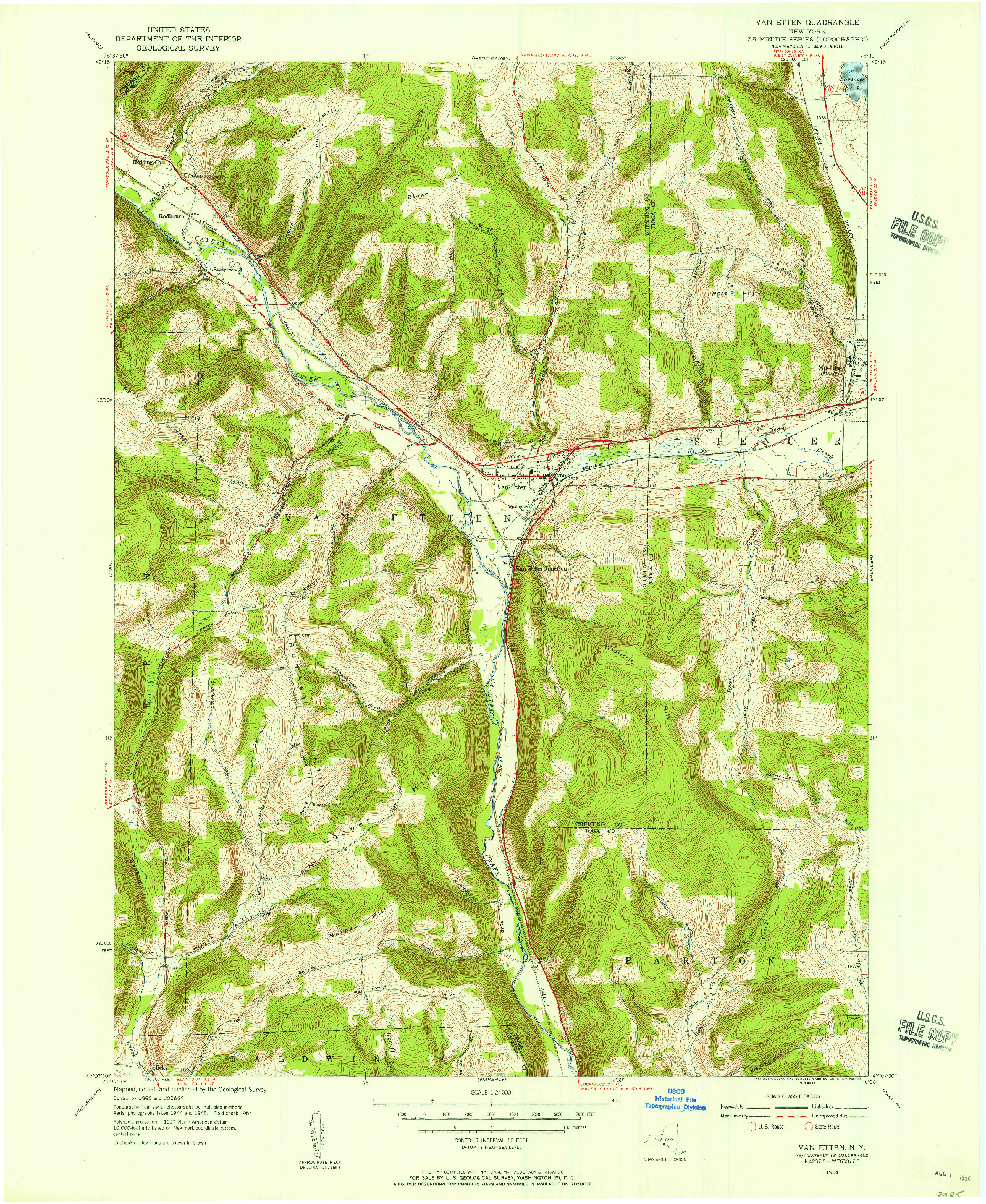 USGS 1:24000-SCALE QUADRANGLE FOR VAN ETTEN, NY 1954