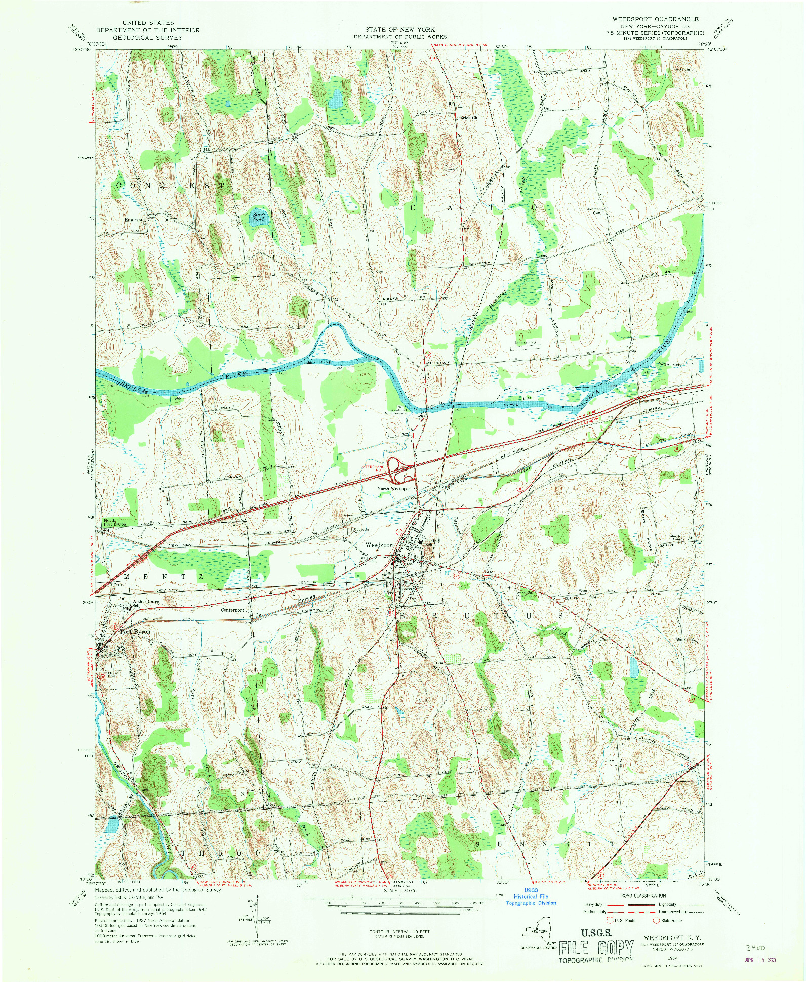 USGS 1:24000-SCALE QUADRANGLE FOR WEEDSPORT, NY 1954