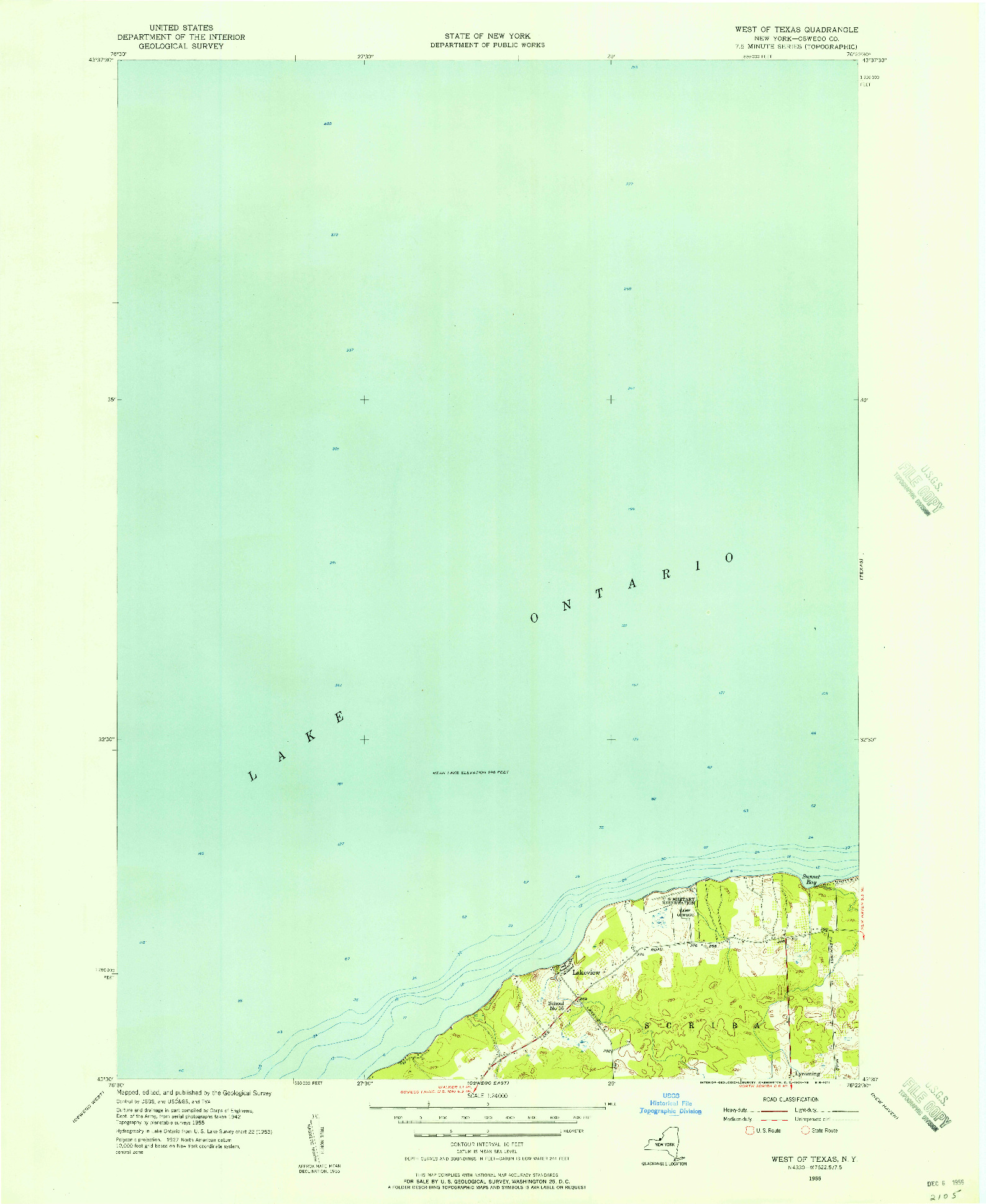 USGS 1:24000-SCALE QUADRANGLE FOR WEST OF TEXAS, NY 1955