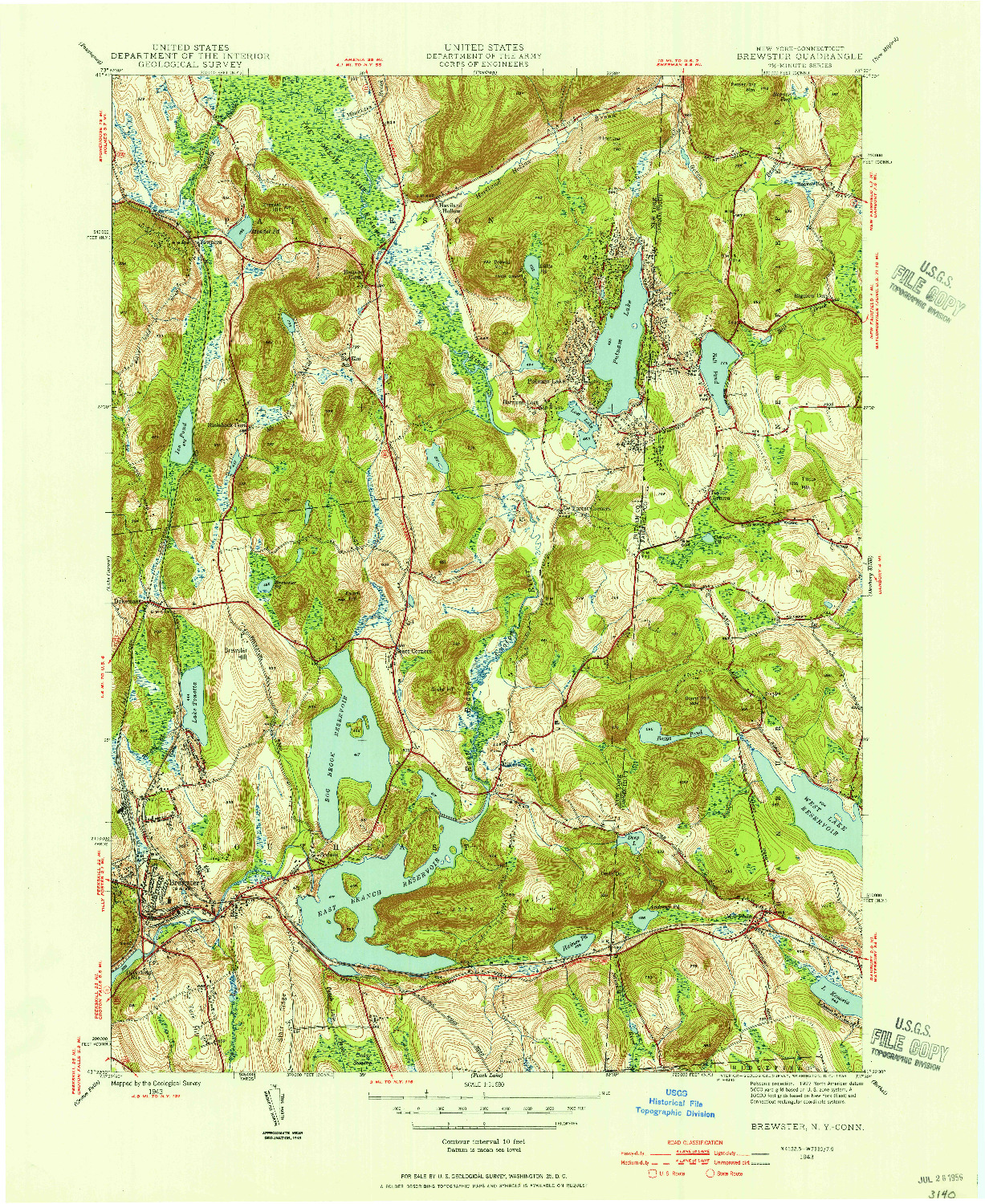 USGS 1:31680-SCALE QUADRANGLE FOR BREWSTER, NY 1943