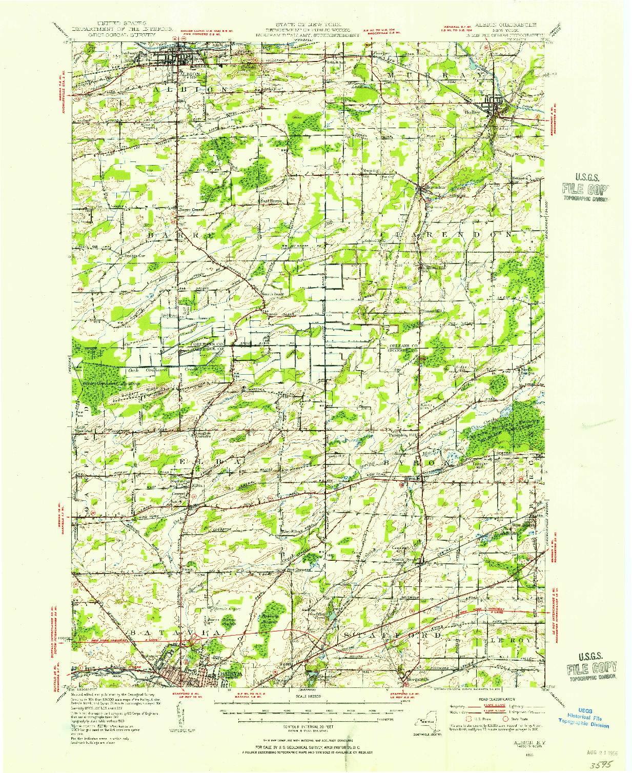 USGS 1:62500-SCALE QUADRANGLE FOR ALBION, NY 1950