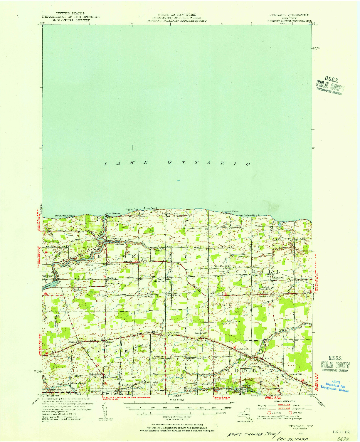 USGS 1:62500-SCALE QUADRANGLE FOR KENDALL, NY 1949