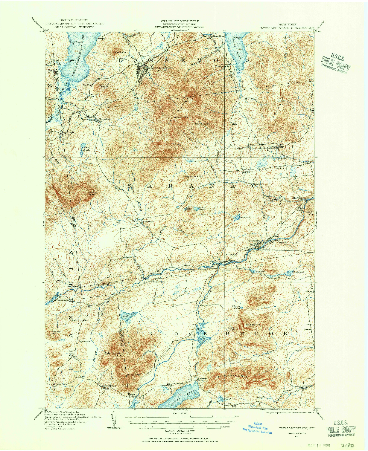 USGS 1:62500-SCALE QUADRANGLE FOR LYON MOUNTAIN, NY 1911