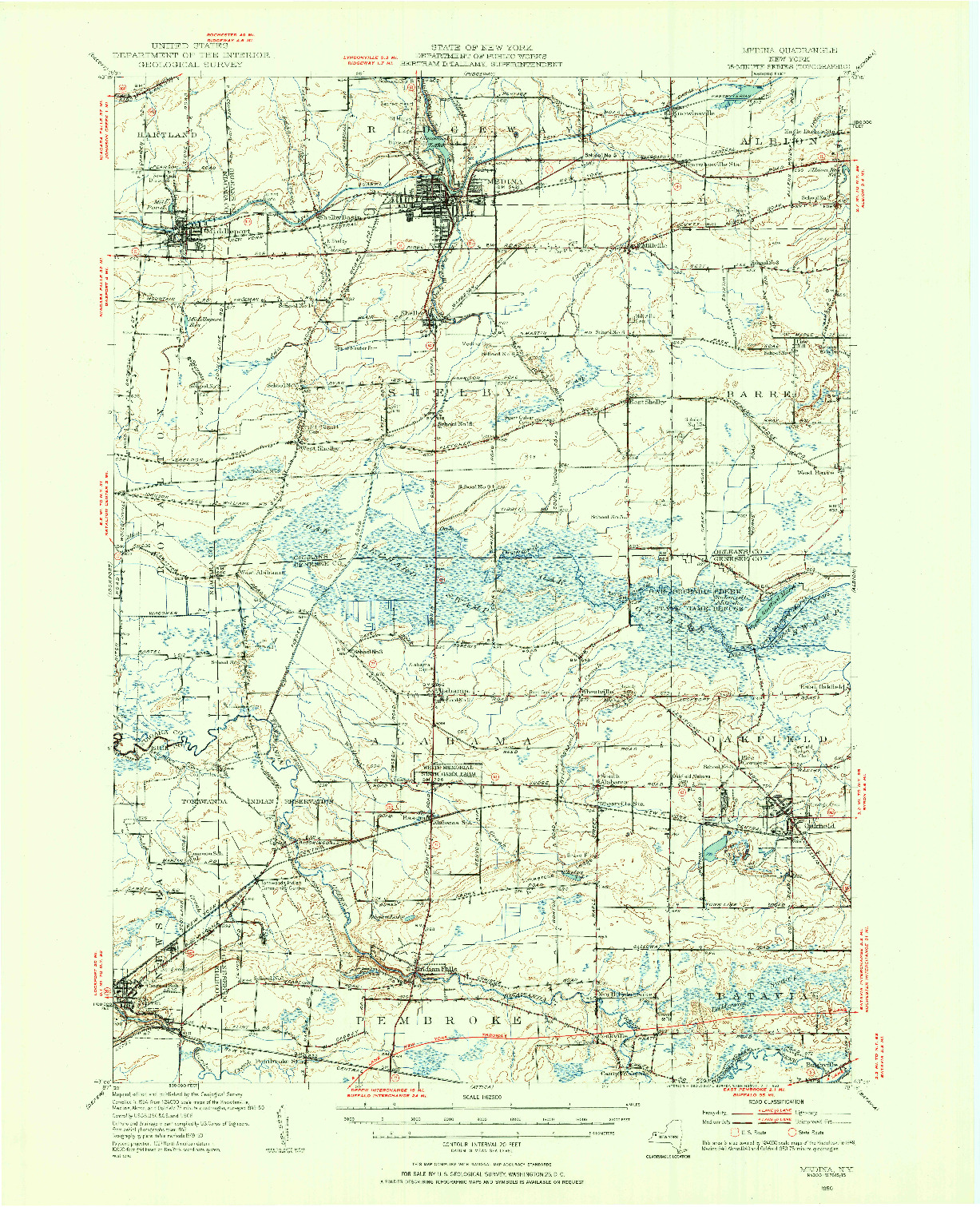 USGS 1:62500-SCALE QUADRANGLE FOR MEDINA, NY 1950