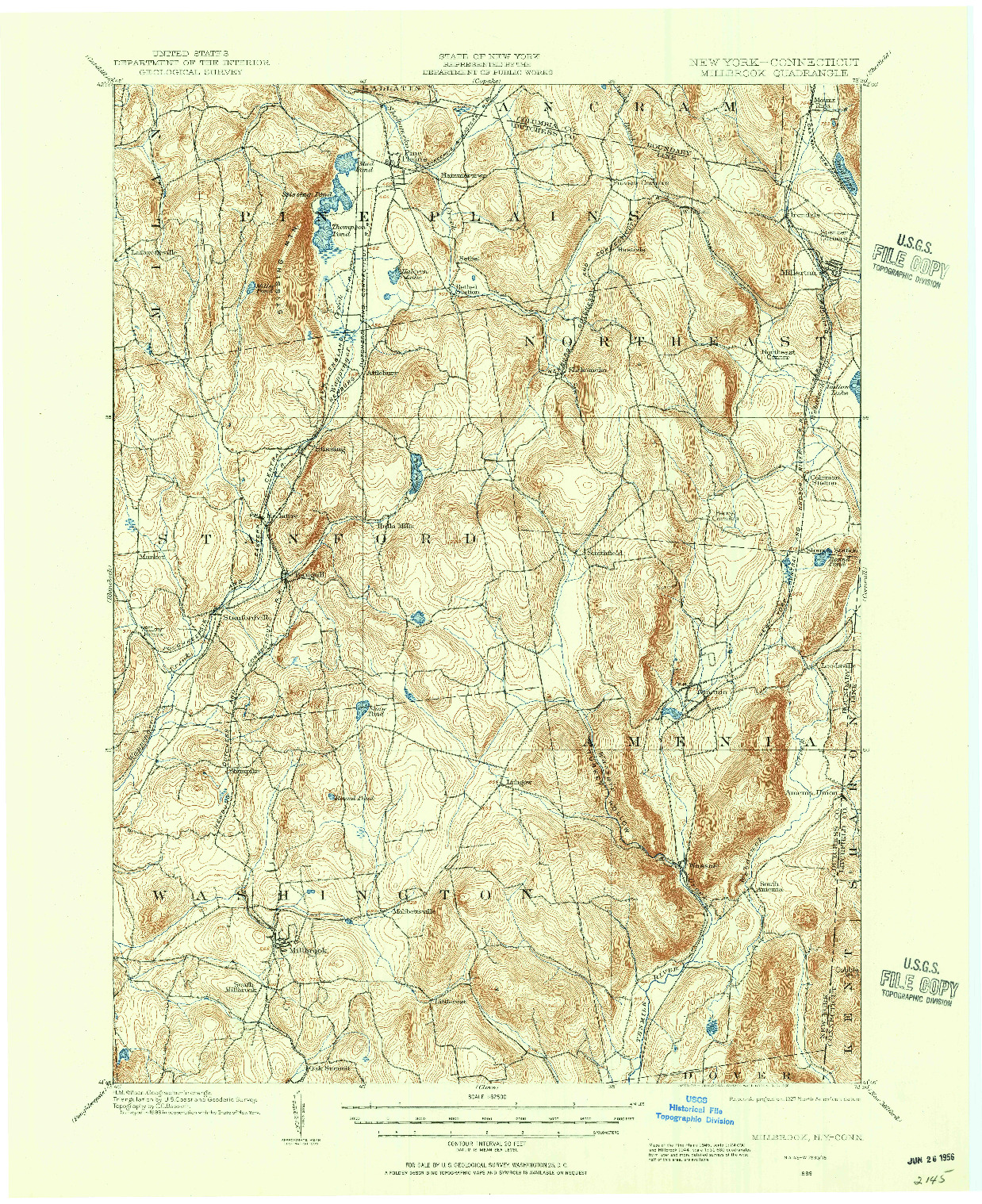 USGS 1:62500-SCALE QUADRANGLE FOR MILLBROOK, NY 1899