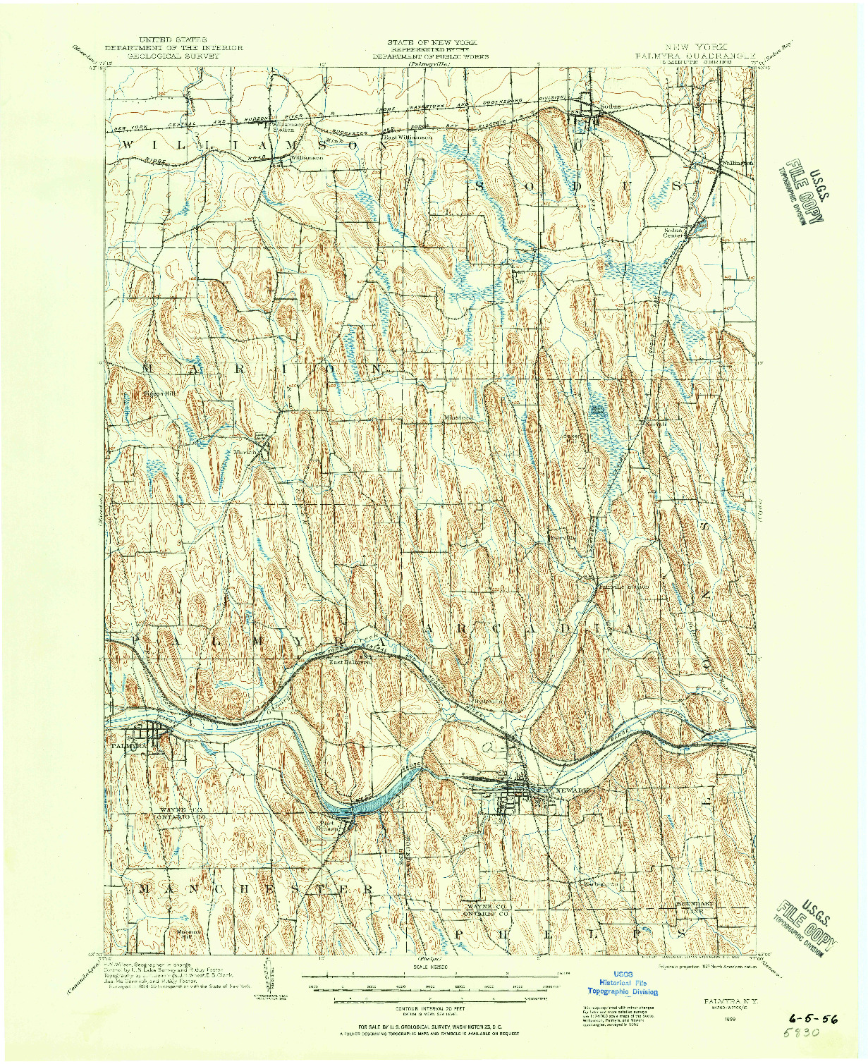 USGS 1:62500-SCALE QUADRANGLE FOR PALMYRA, NY 1899