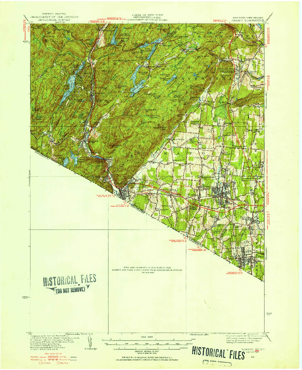 USGS 1:62500-SCALE QUADRANGLE FOR RAMAPO, NY 1931