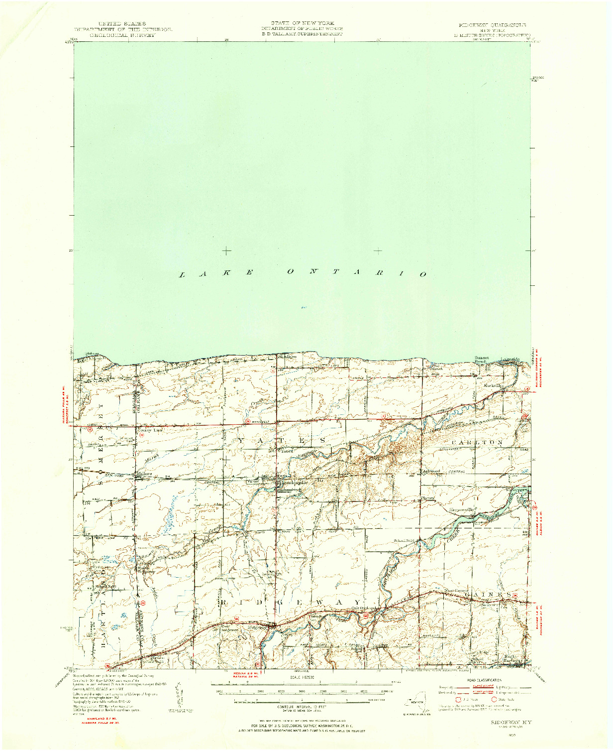 USGS 1:62500-SCALE QUADRANGLE FOR RIDGEWAY, NY 1950