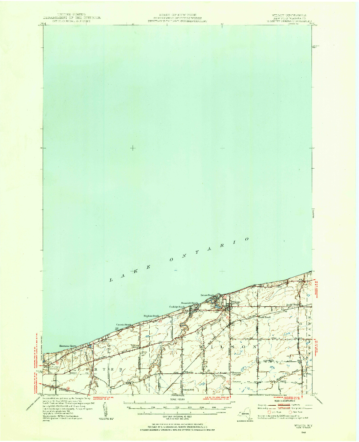 USGS 1:62500-SCALE QUADRANGLE FOR WILSON, NY 1948