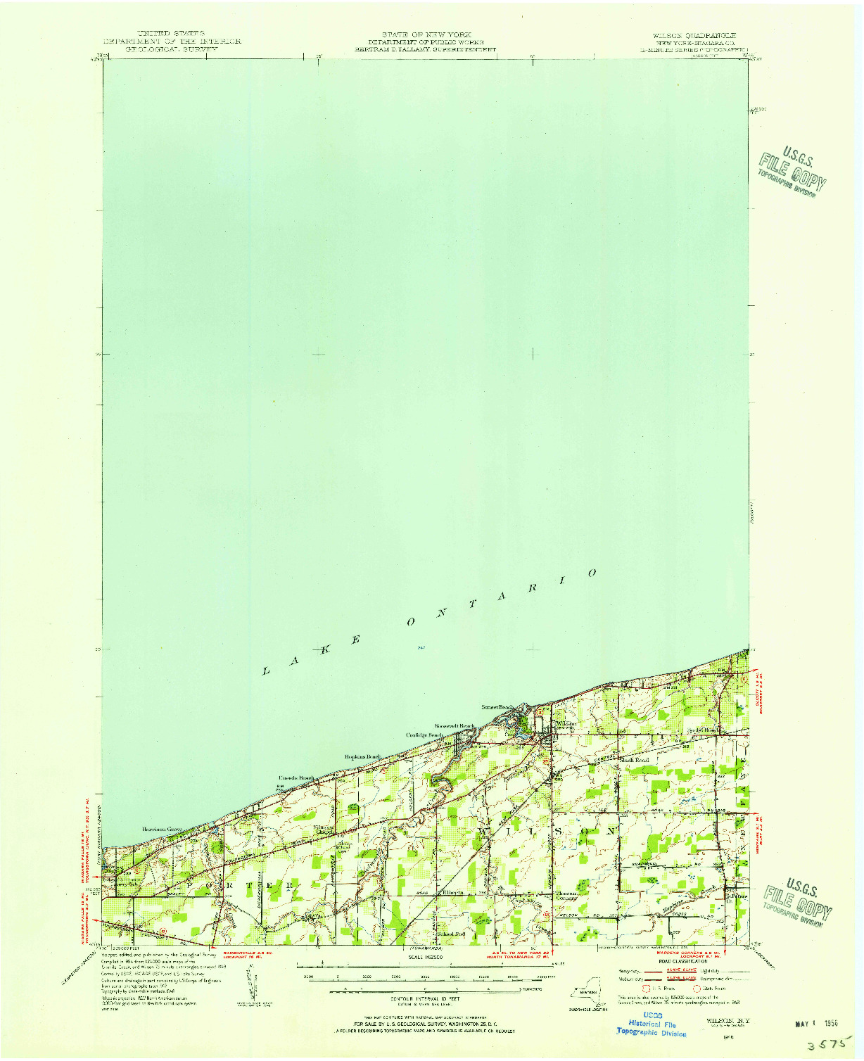 USGS 1:62500-SCALE QUADRANGLE FOR WILSON, NY 1948