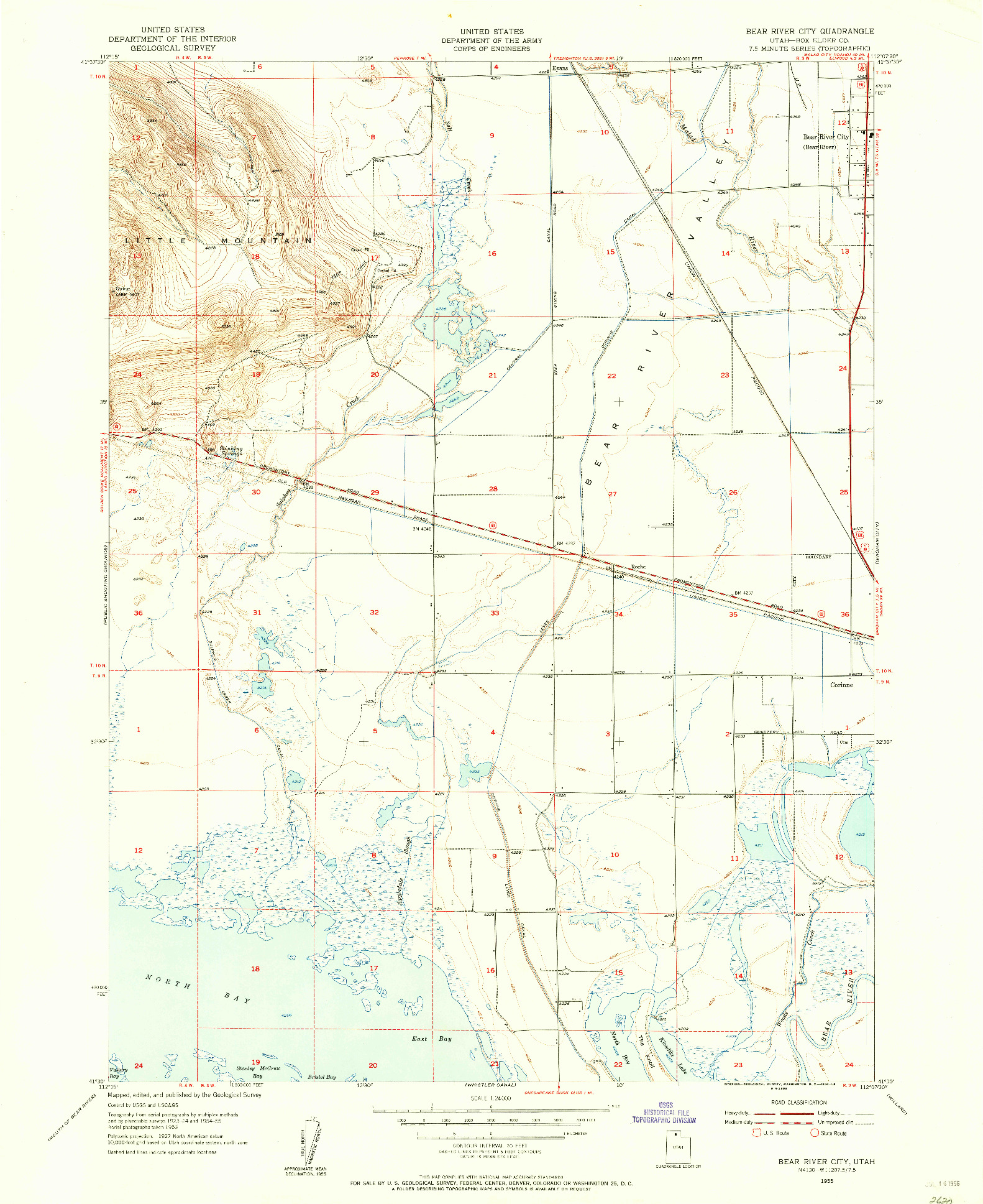 USGS 1:24000-SCALE QUADRANGLE FOR BEAR RIVER CITY, UT 1955
