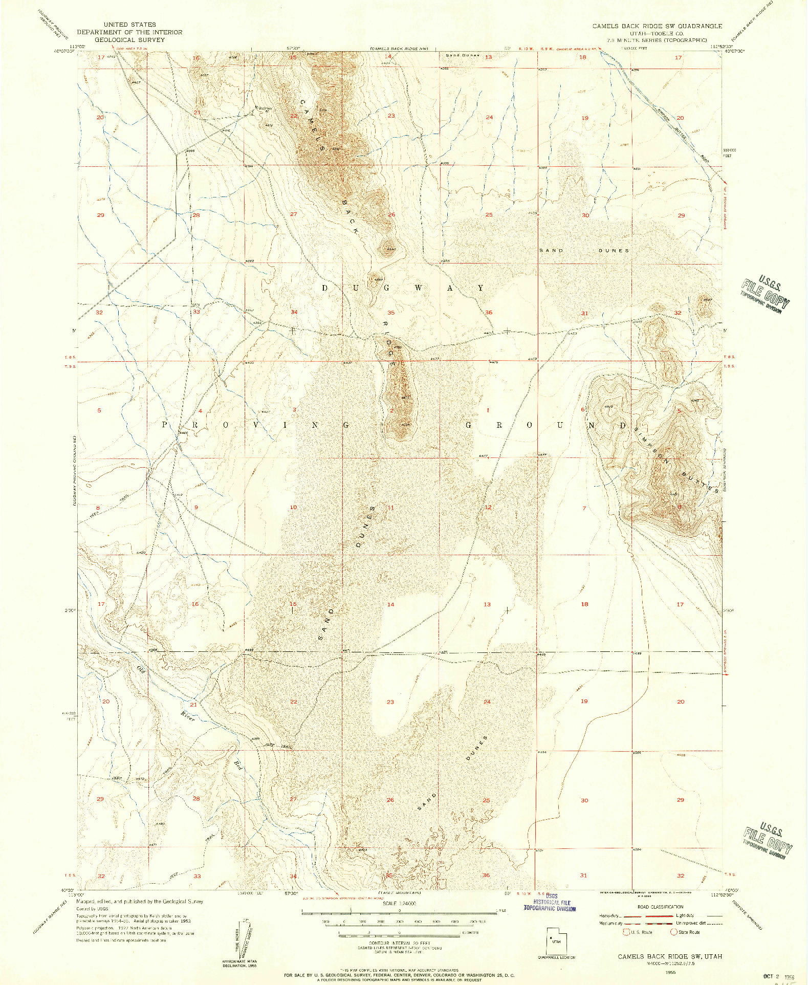 USGS 1:24000-SCALE QUADRANGLE FOR CAMELS BACK RIDGE SW, UT 1955