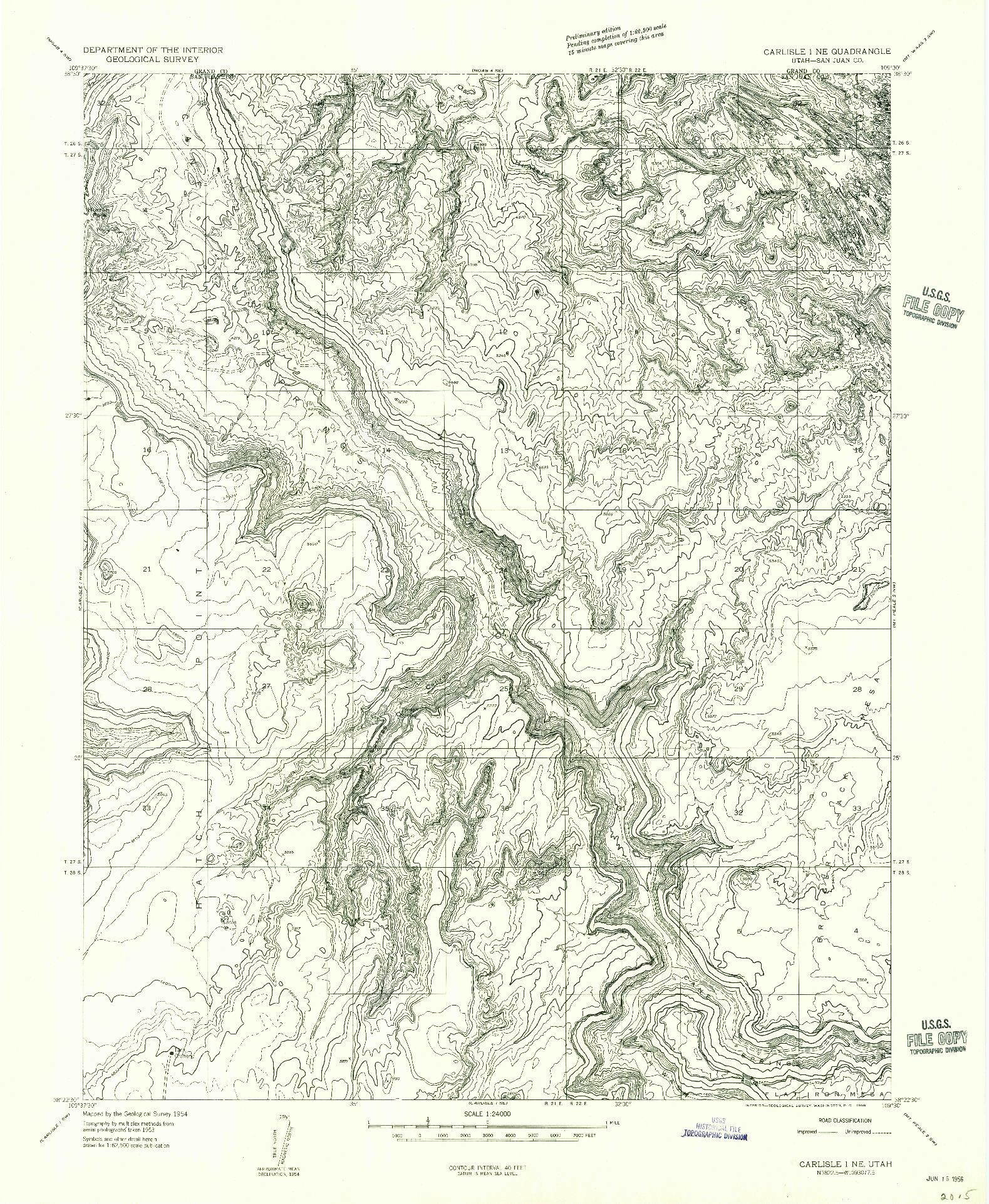 USGS 1:24000-SCALE QUADRANGLE FOR CARLISLE 1 NE, UT 1954