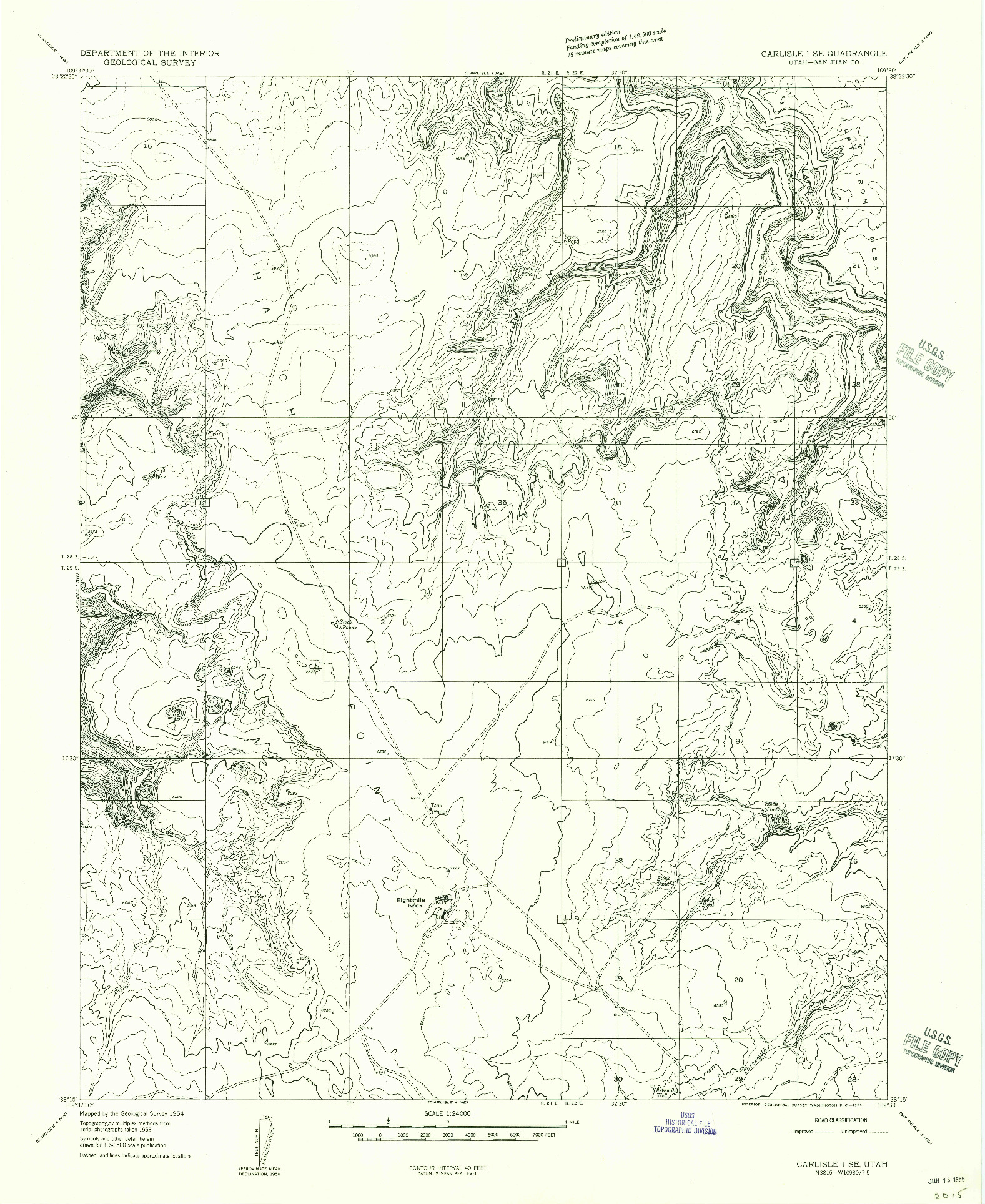 USGS 1:24000-SCALE QUADRANGLE FOR CARLISLE 1 SE, UT 1954