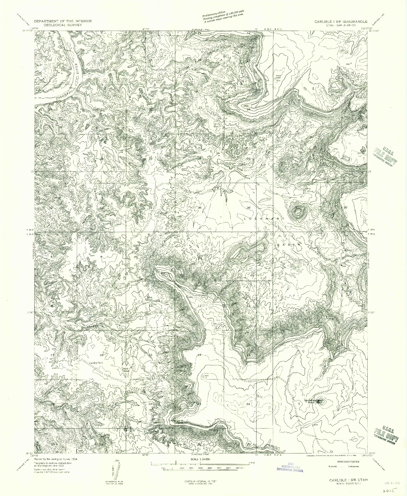 USGS 1:24000-SCALE QUADRANGLE FOR CARLISLE 1 SW, UT 1954