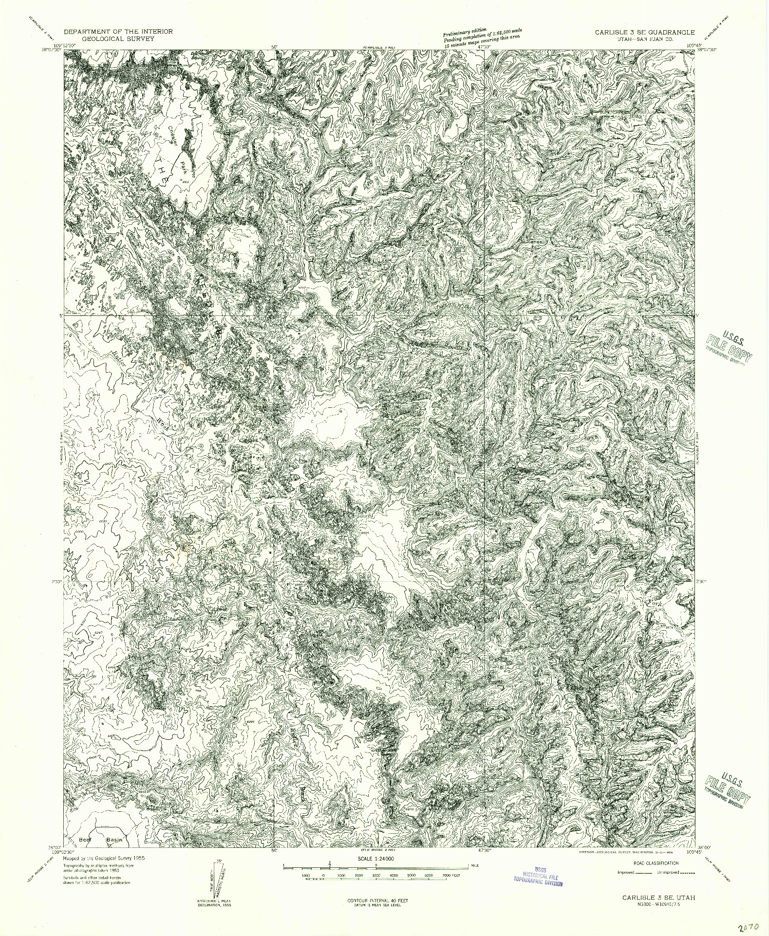 USGS 1:24000-SCALE QUADRANGLE FOR CARLISLE 3 SE, UT 1955