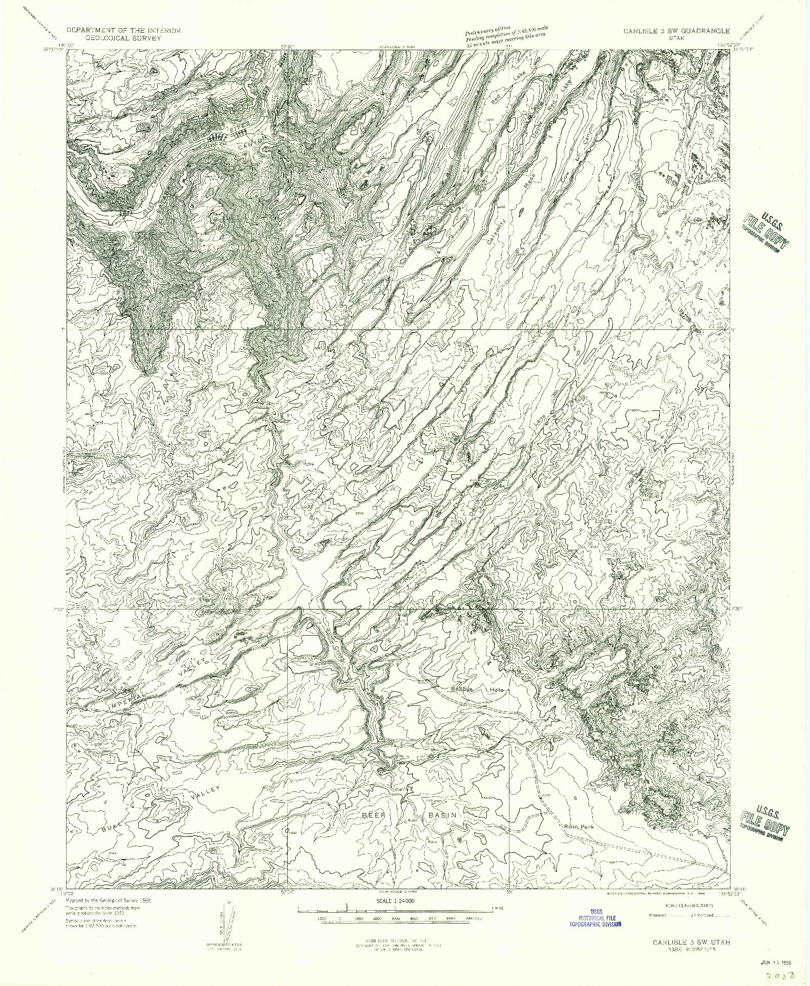 USGS 1:24000-SCALE QUADRANGLE FOR CARLISLE 3 SW, UT 1955