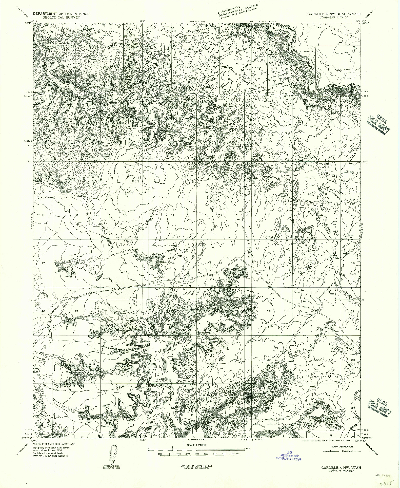 USGS 1:24000-SCALE QUADRANGLE FOR CARLISLE 4 NW, UT 1954