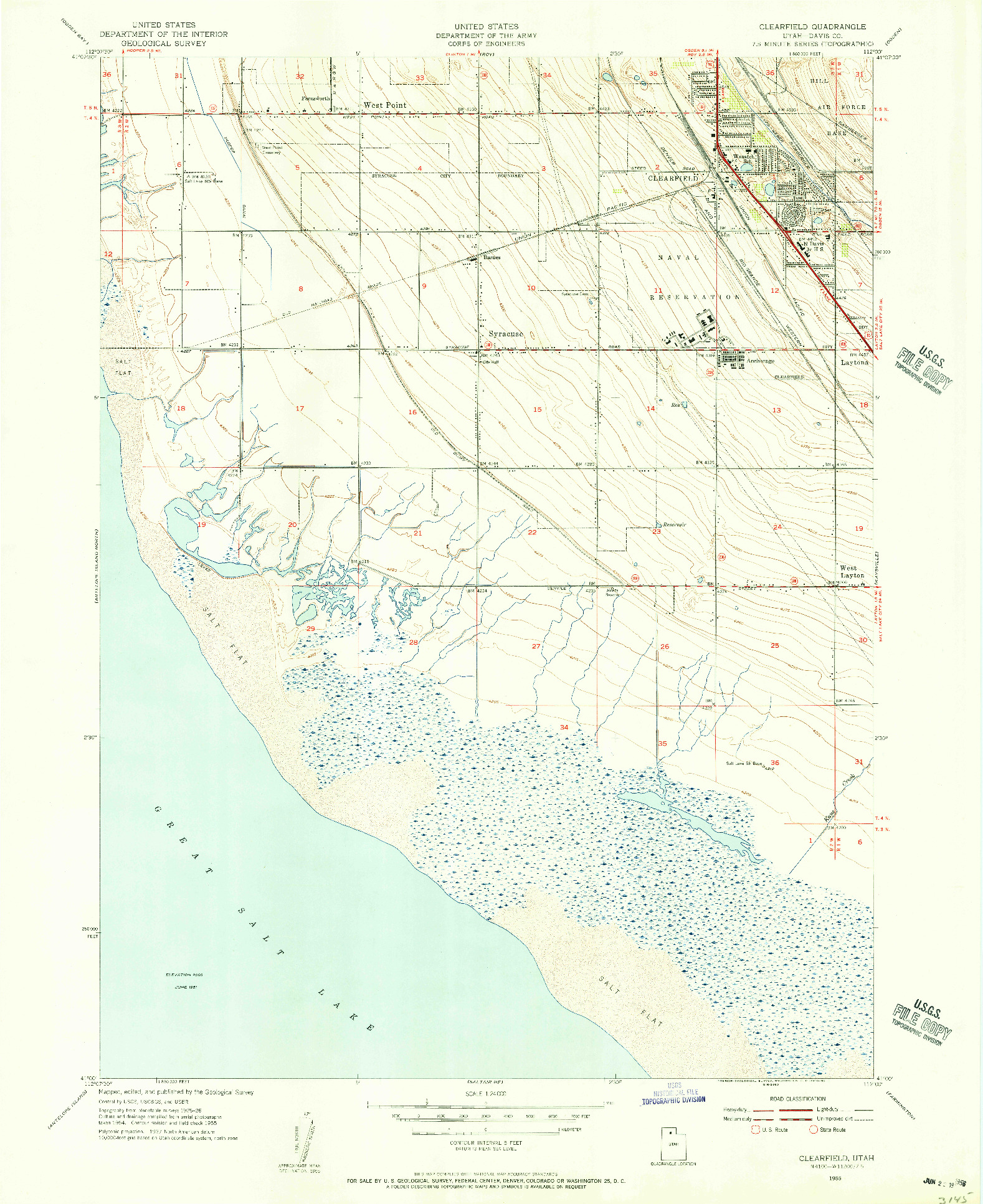 USGS 1:24000-SCALE QUADRANGLE FOR CLEARFIELD, UT 1955