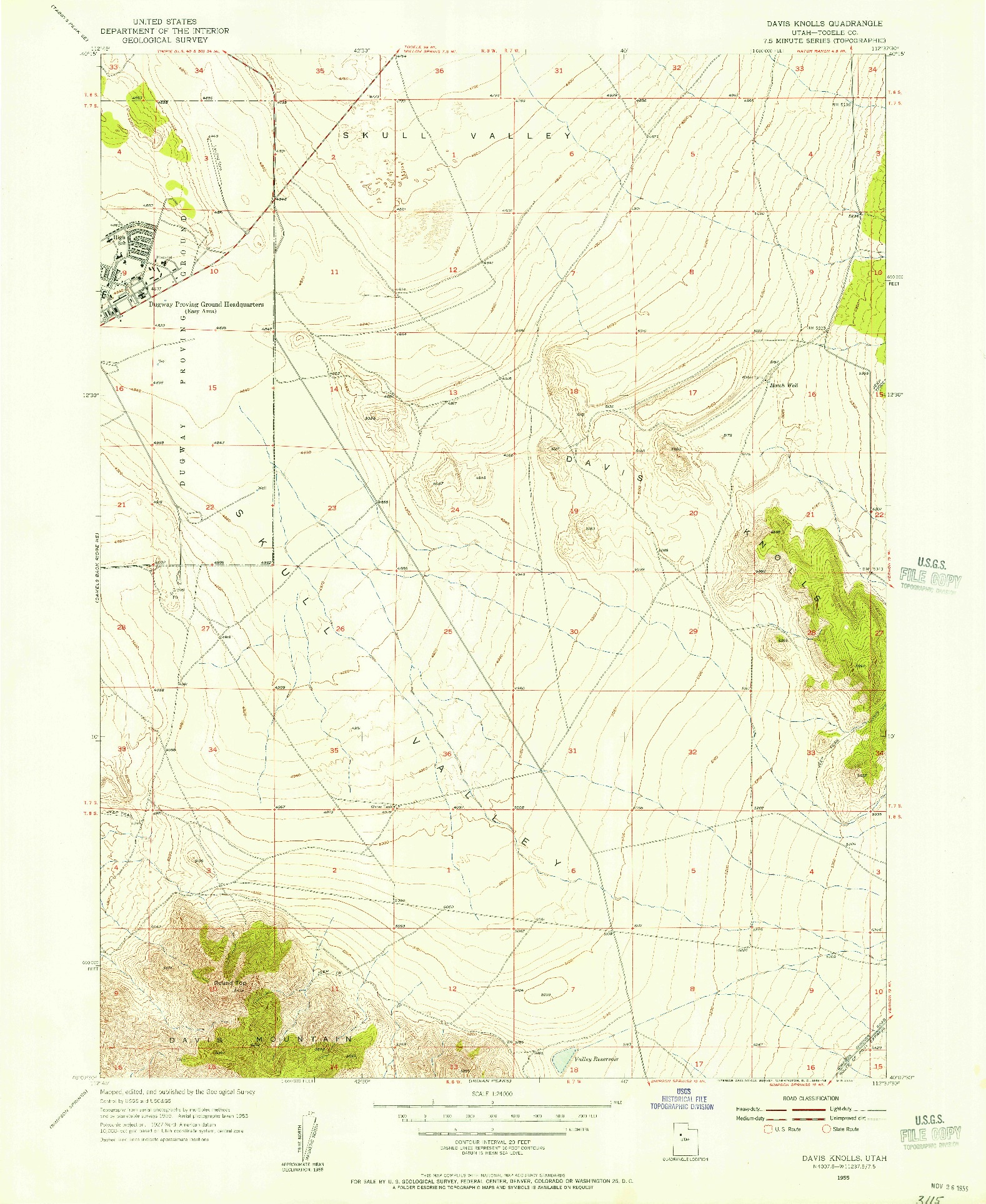 USGS 1:24000-SCALE QUADRANGLE FOR DAVIS KNOLLS, UT 1955