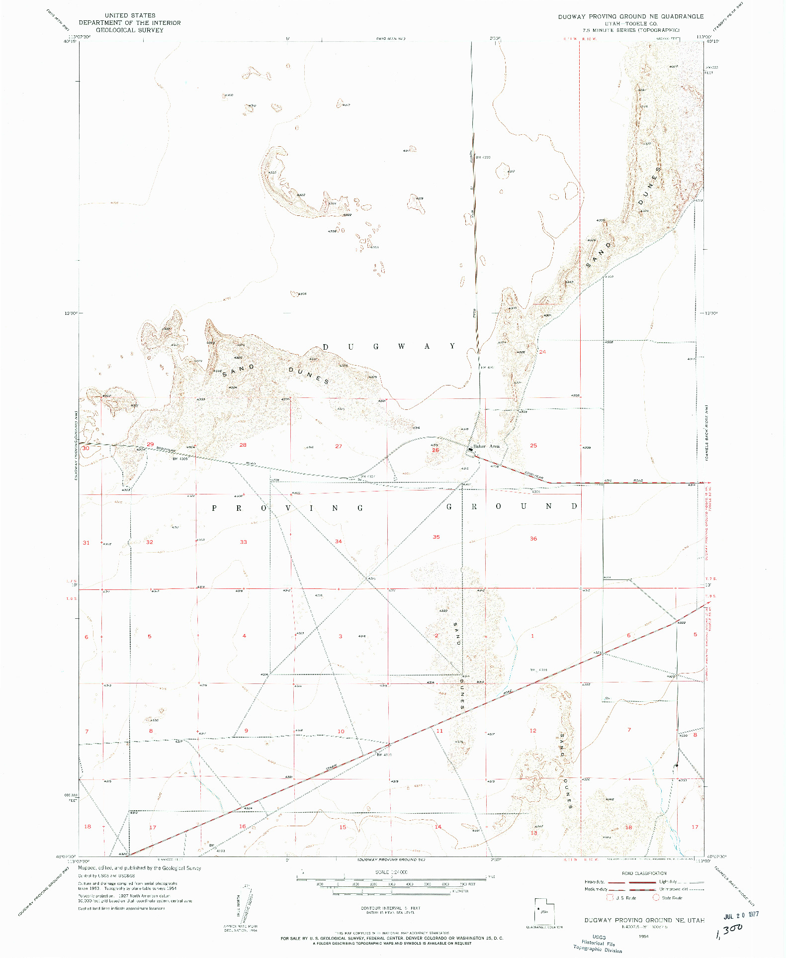 USGS 1:24000-SCALE QUADRANGLE FOR DUGWAY PROVING GROUND NE, UT 1954
