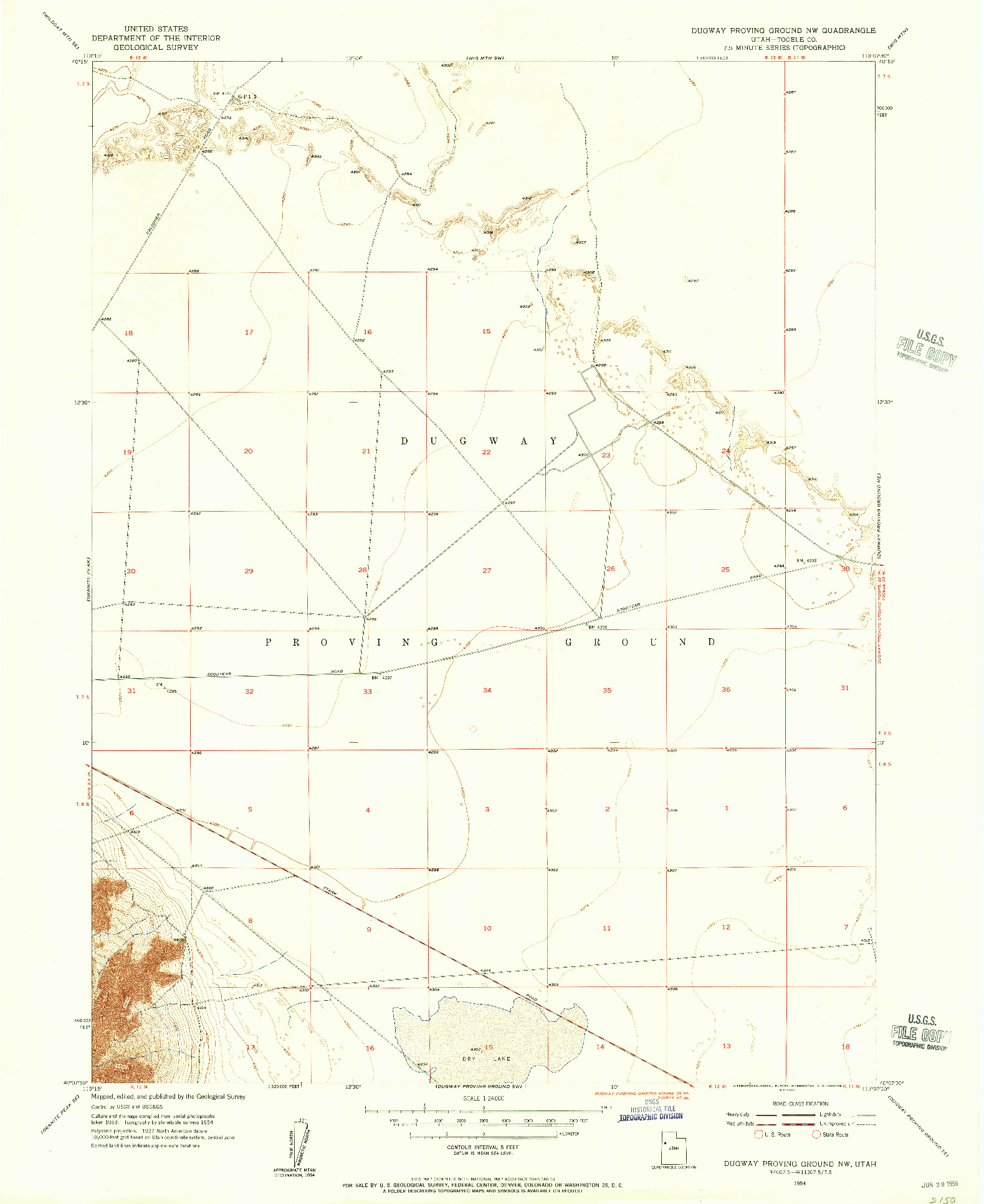 USGS 1:24000-SCALE QUADRANGLE FOR DUGWAY PROVING GROUND NW, UT 1954