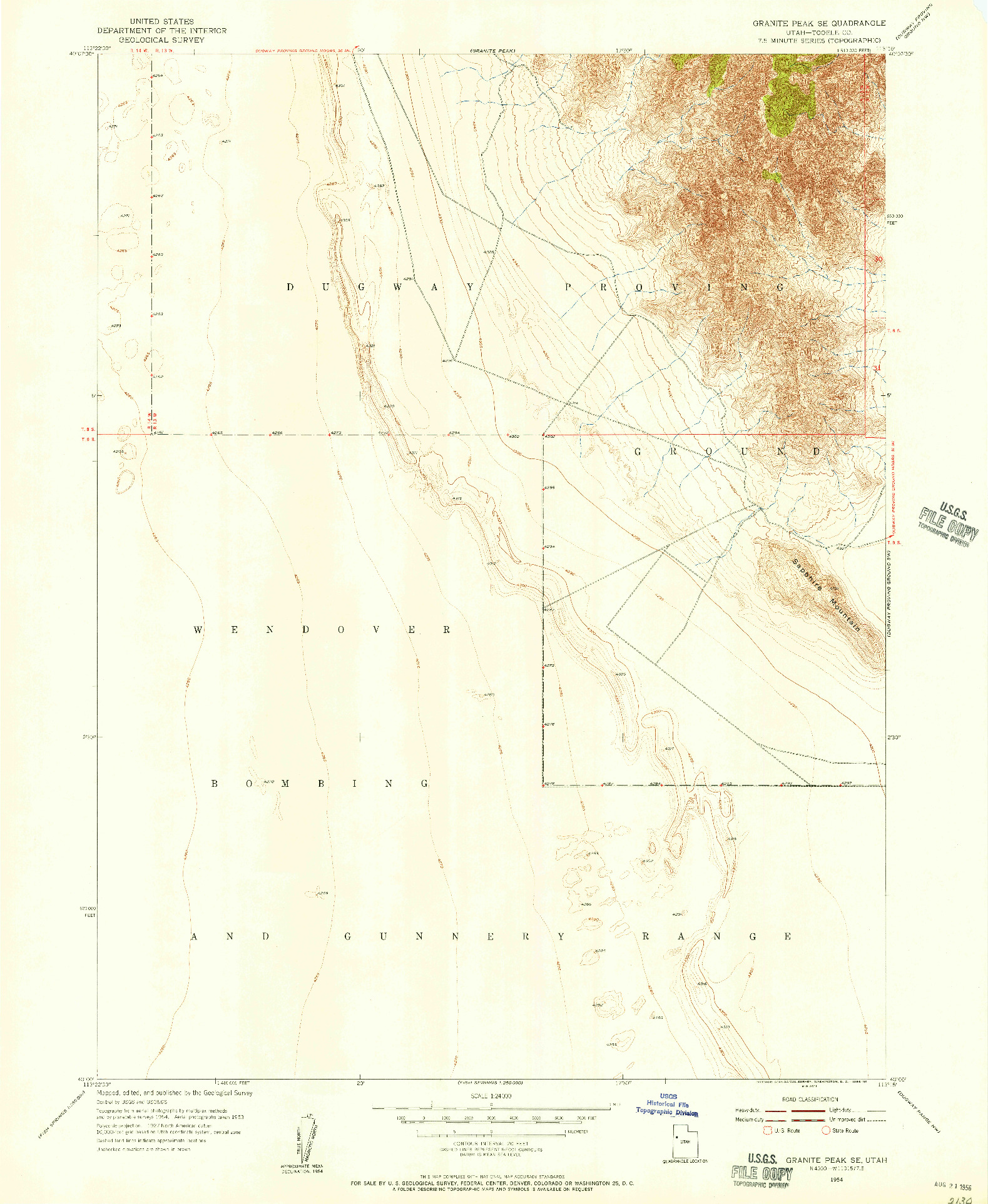 USGS 1:24000-SCALE QUADRANGLE FOR GRANITE PEAK SE, UT 1954
