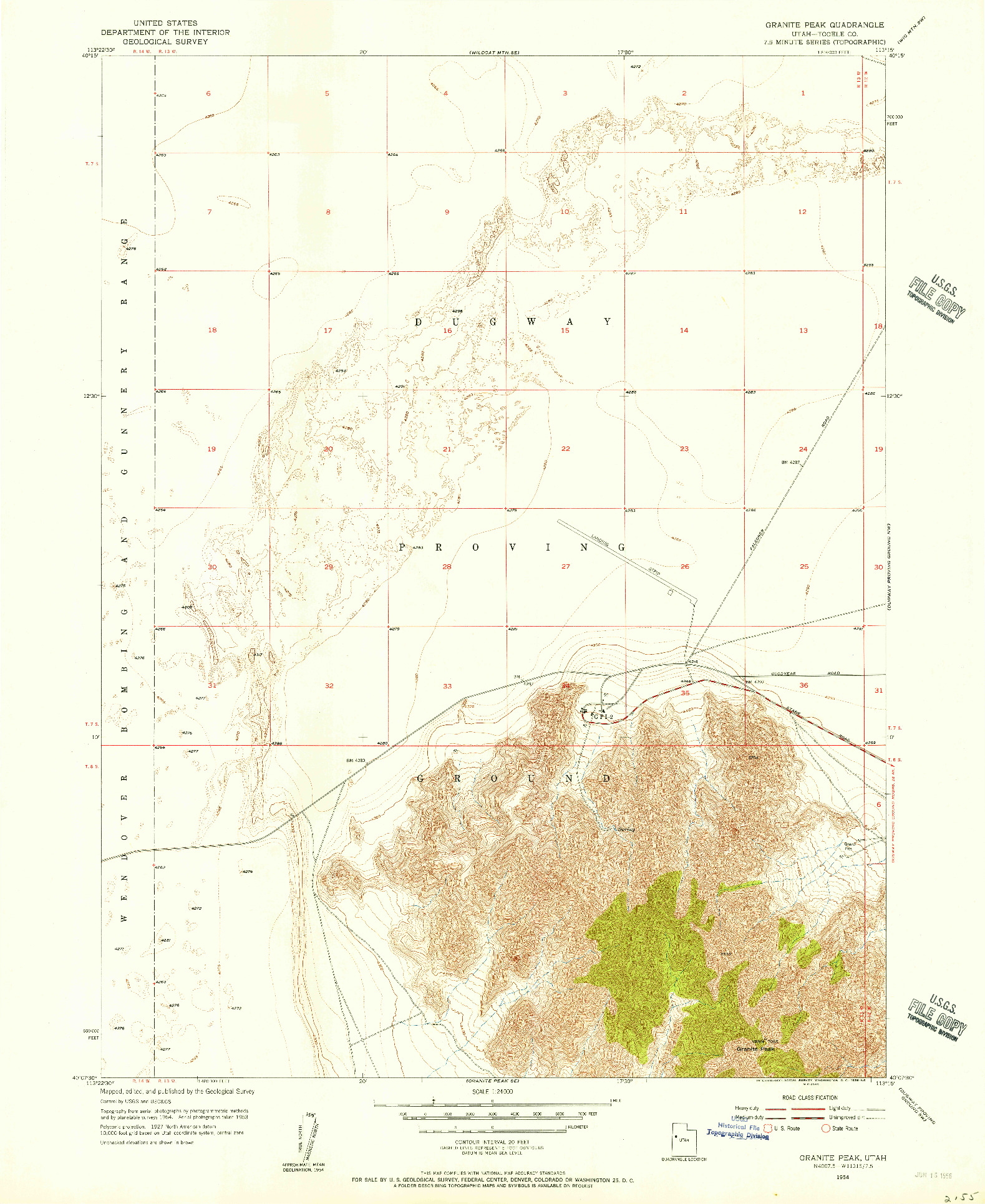 USGS 1:24000-SCALE QUADRANGLE FOR GRANITE PEAK, UT 1954
