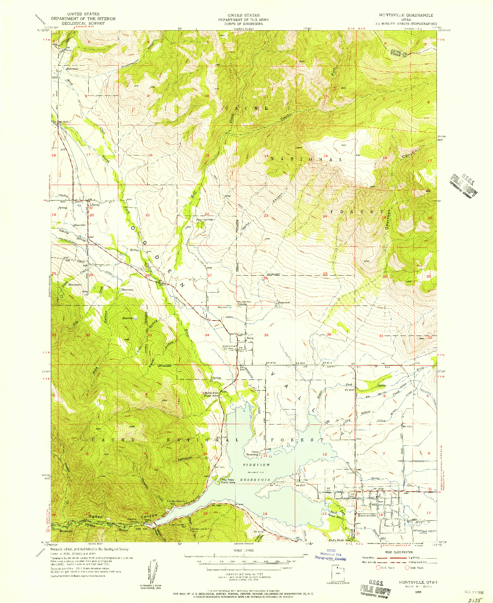 USGS 1:24000-SCALE QUADRANGLE FOR HUNTSVILLE, UT 1955