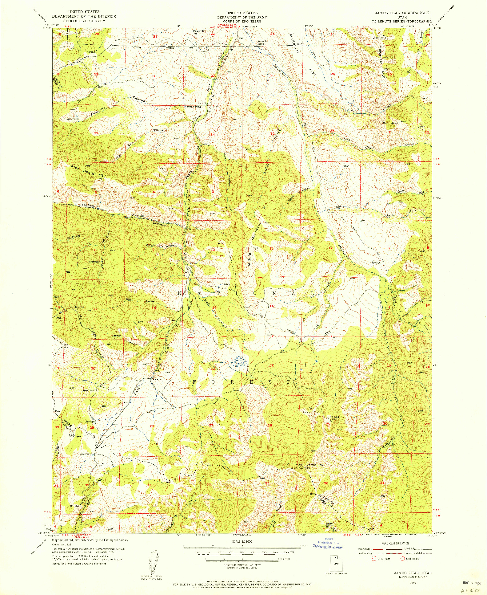 USGS 1:24000-SCALE QUADRANGLE FOR JAMES PEAK, UT 1955