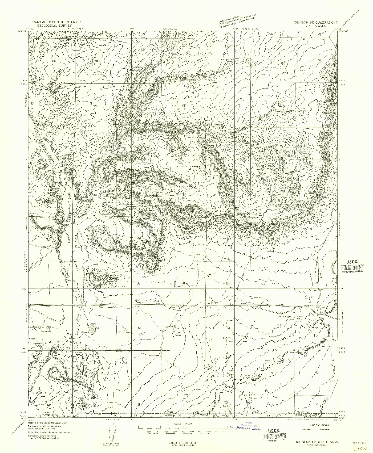 USGS 1:24000-SCALE QUADRANGLE FOR JOHNSON SE, UT 1954