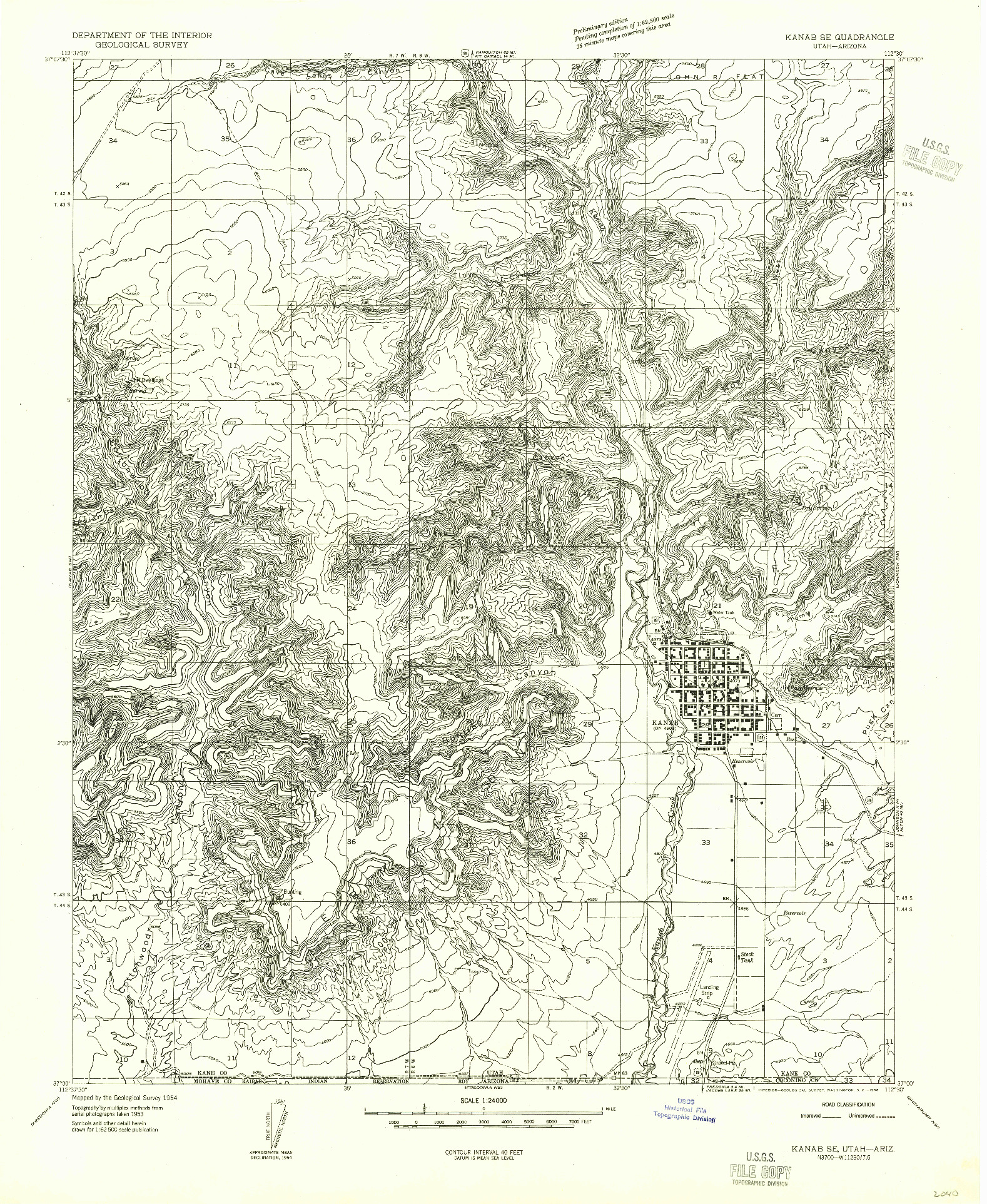 USGS 1:24000-SCALE QUADRANGLE FOR KANAB SE, UT 1954