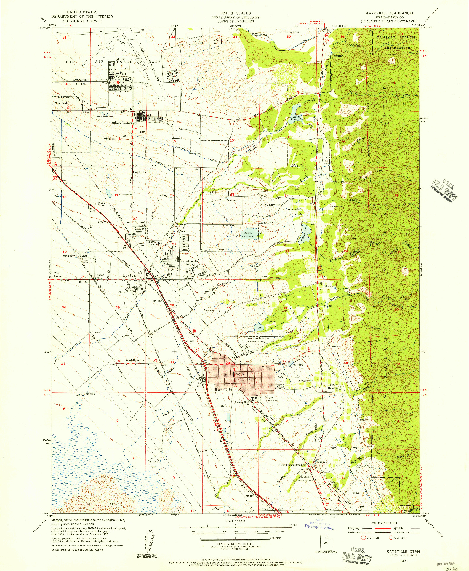 USGS 1:24000-SCALE QUADRANGLE FOR KAYSVILLE, UT 1955
