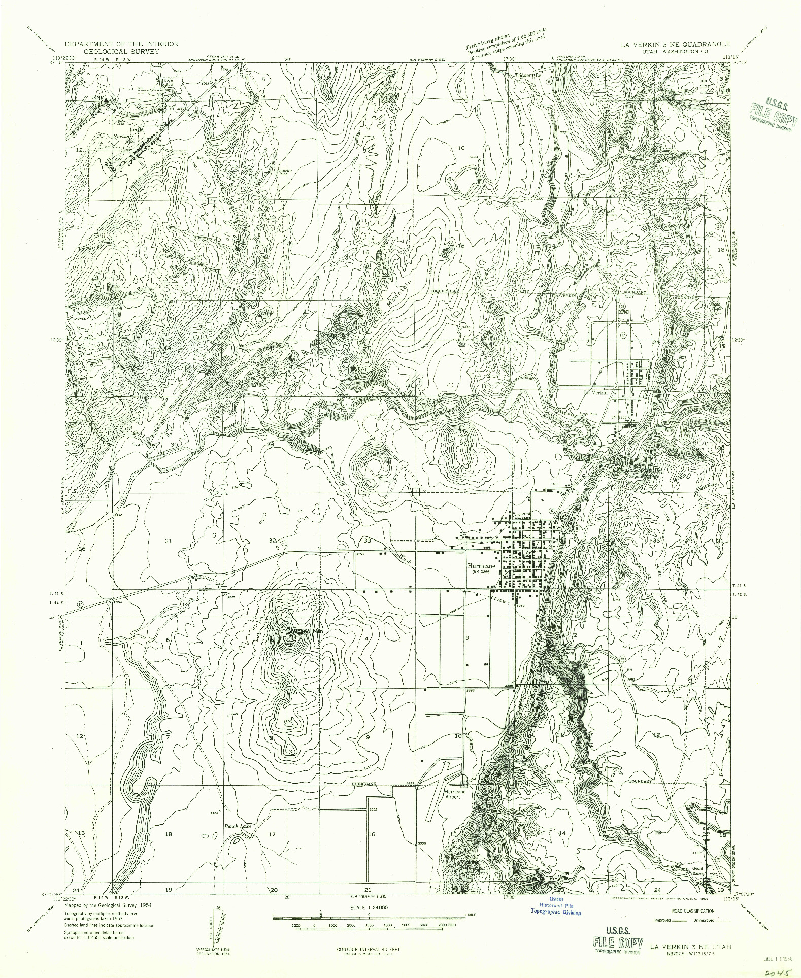 USGS 1:24000-SCALE QUADRANGLE FOR LA VERKIN 3 NE, UT 1954