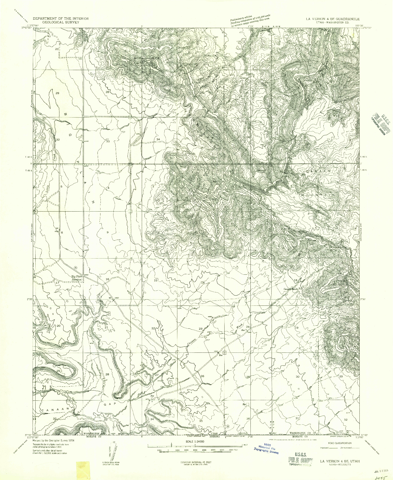 USGS 1:24000-SCALE QUADRANGLE FOR LA VERKIN 4 SE, UT 1954