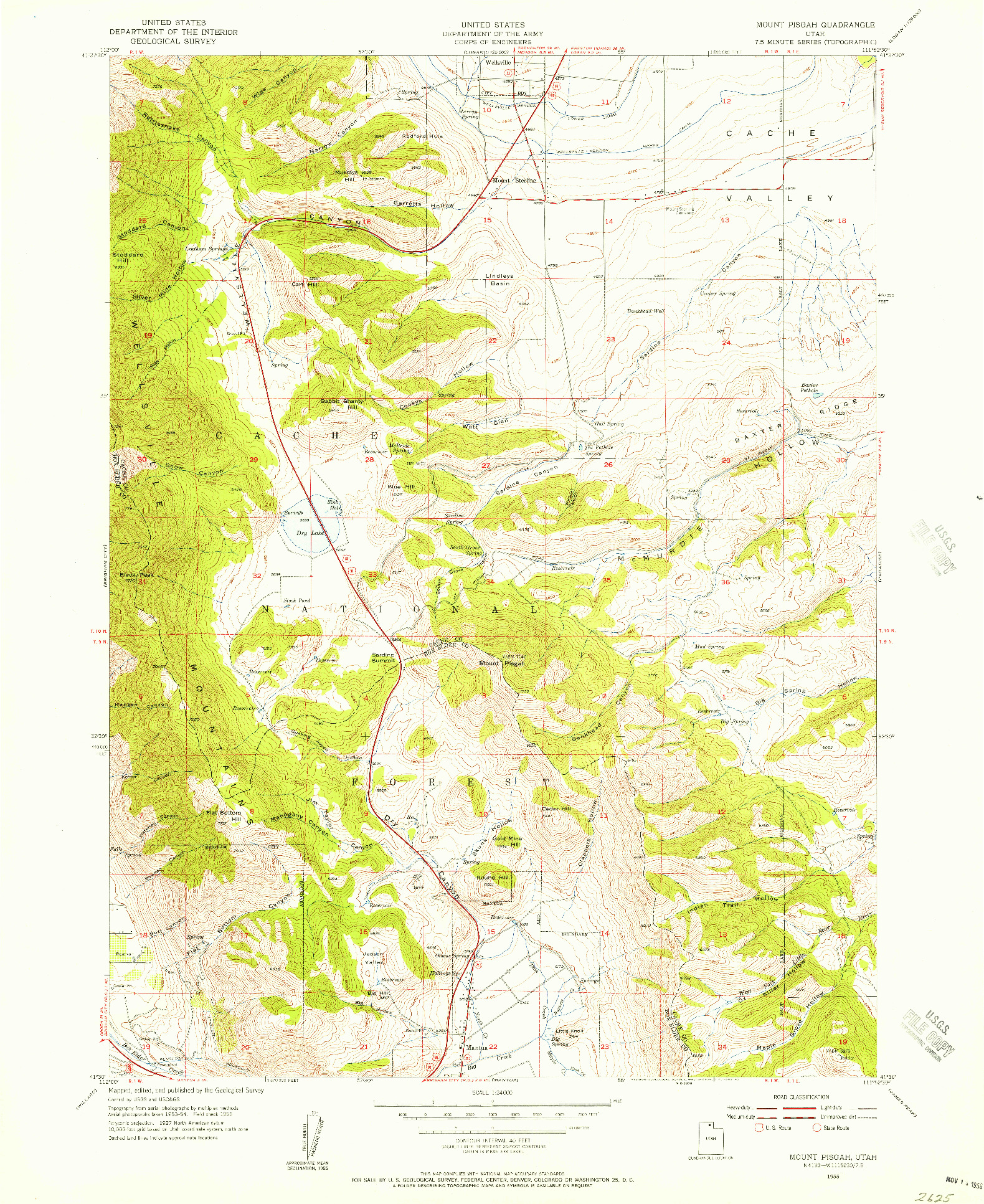 USGS 1:24000-SCALE QUADRANGLE FOR MOUNT PISGAH, UT 1955