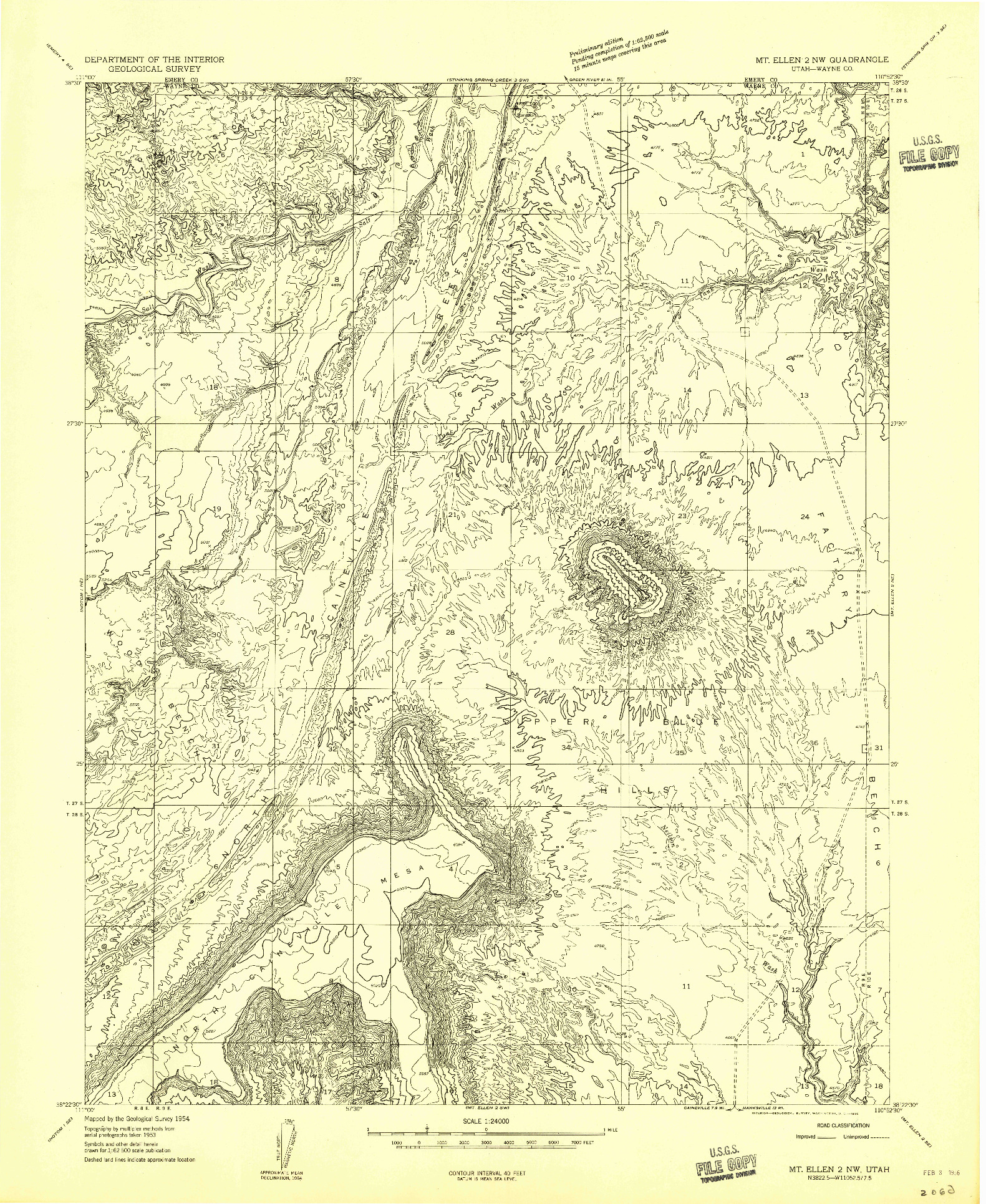 USGS 1:24000-SCALE QUADRANGLE FOR MT. ELLEN 2 NW, UT 1954
