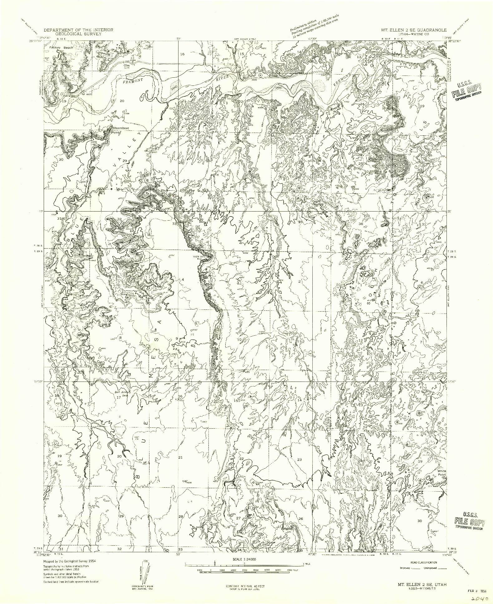 USGS 1:24000-SCALE QUADRANGLE FOR MT. ELLEN 2 SE, UT 1954