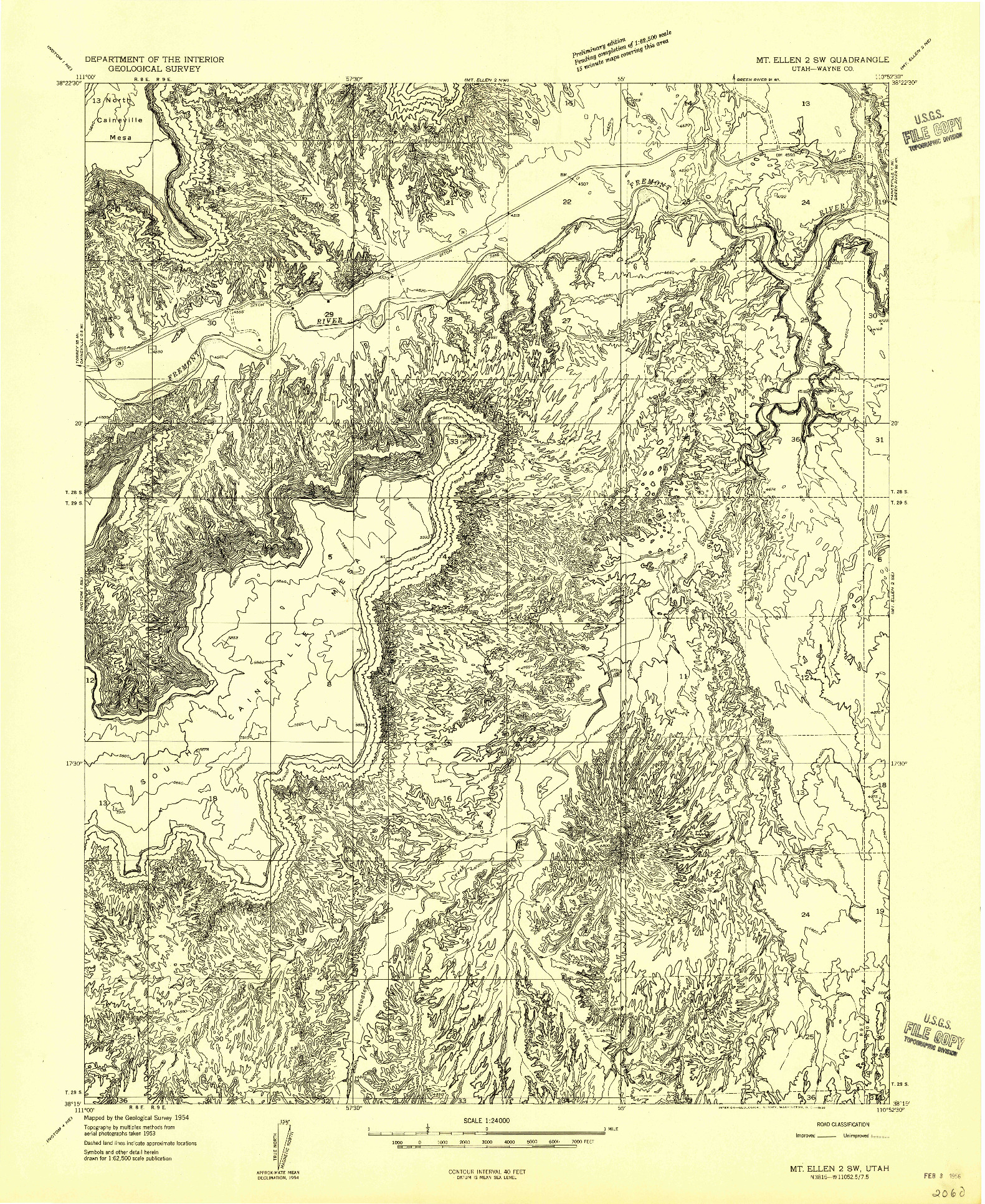 USGS 1:24000-SCALE QUADRANGLE FOR MT. ELLEN 2 SW, UT 1954