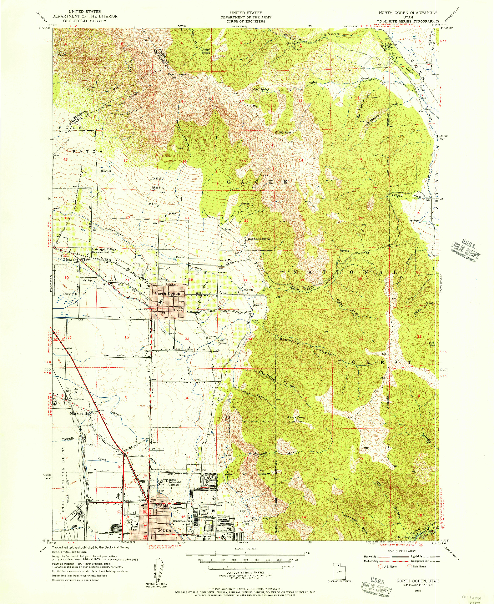 USGS 1:24000-SCALE QUADRANGLE FOR NORTH OGDEN, UT 1955