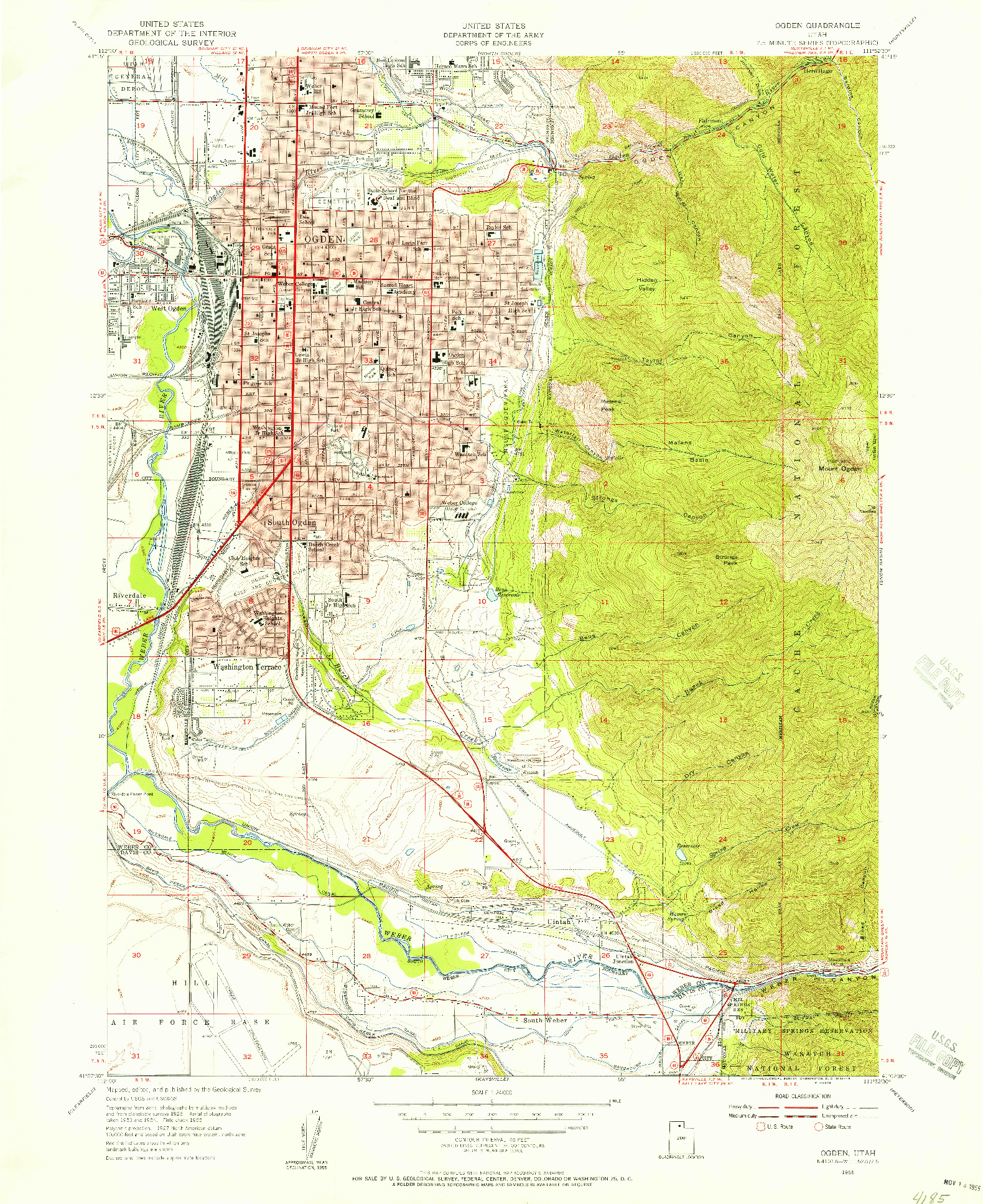 USGS 1:24000-SCALE QUADRANGLE FOR OGDEN, UT 1955