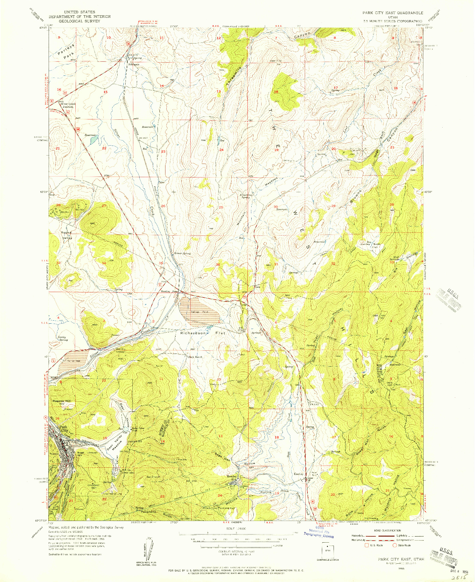 USGS 1:24000-SCALE QUADRANGLE FOR PARK CITY EAST, UT 1955